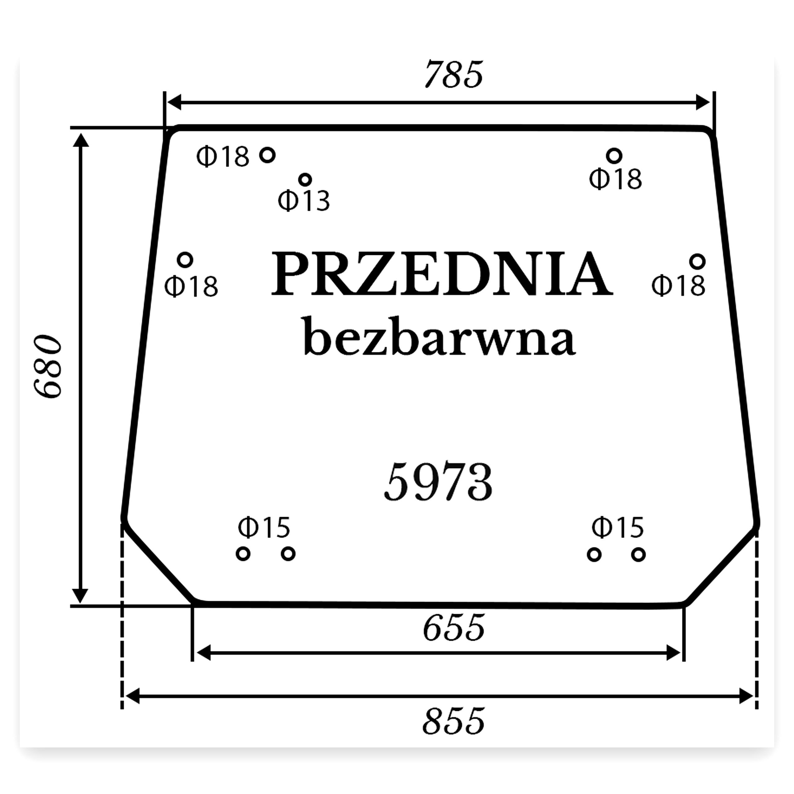 0109750b511a994c3cdf98e48360d2c9.jpg Szyba przednia bezbarwna 4x15 mm 4x18 mm 1x13 mm Kubota Bx231