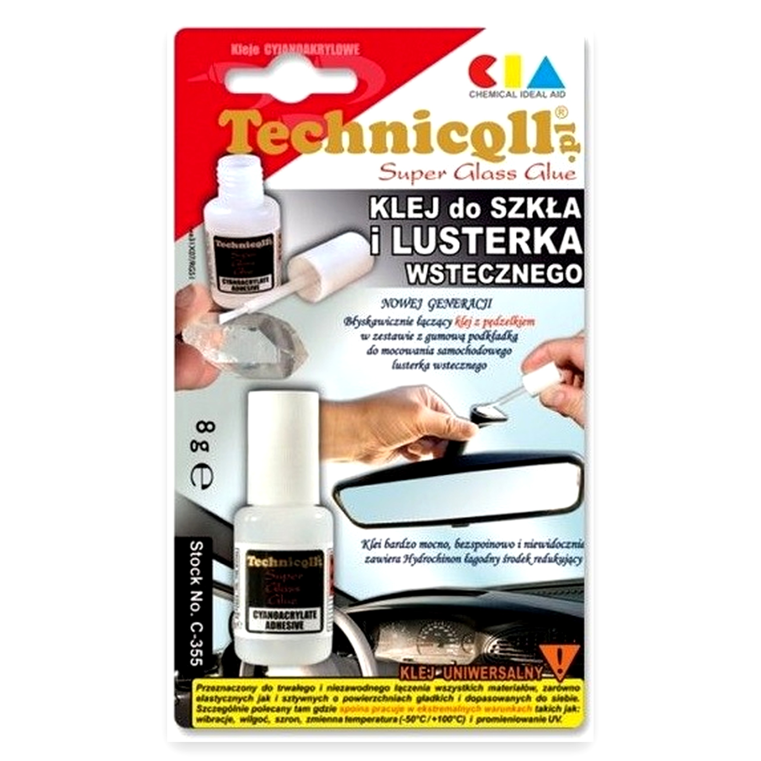 046b907f4a627daa4fa190c8f723fb6f.jpg Klej do lusterek błyskawiczny 8g cyjanoakrylowy C-355 Technicqll