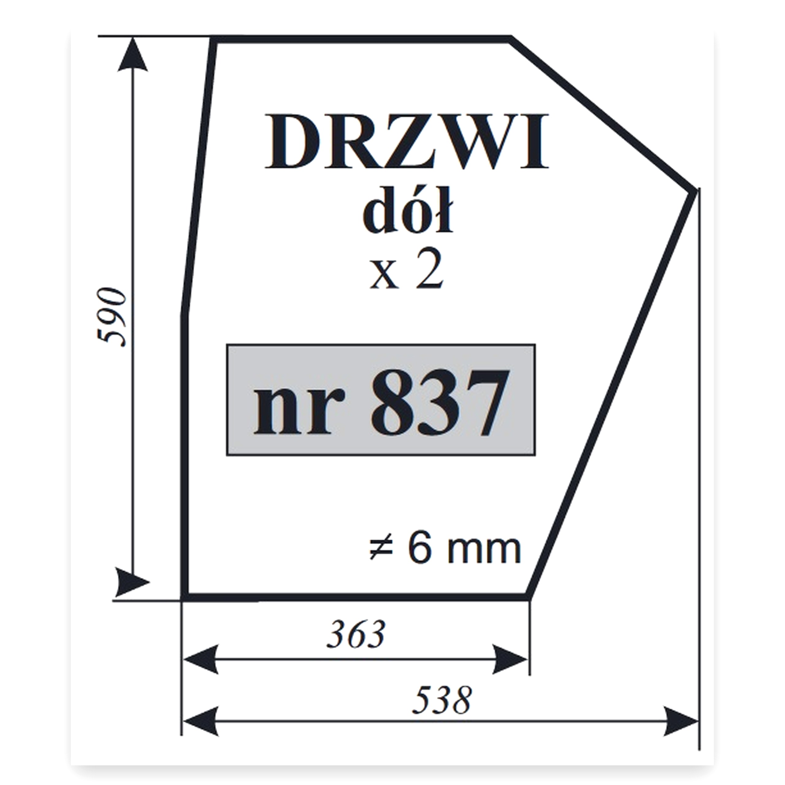 0915953045de0120923f018758251e56.jpg SZYBA DRZWI DÓŁ do ciągnika Zetor 6945