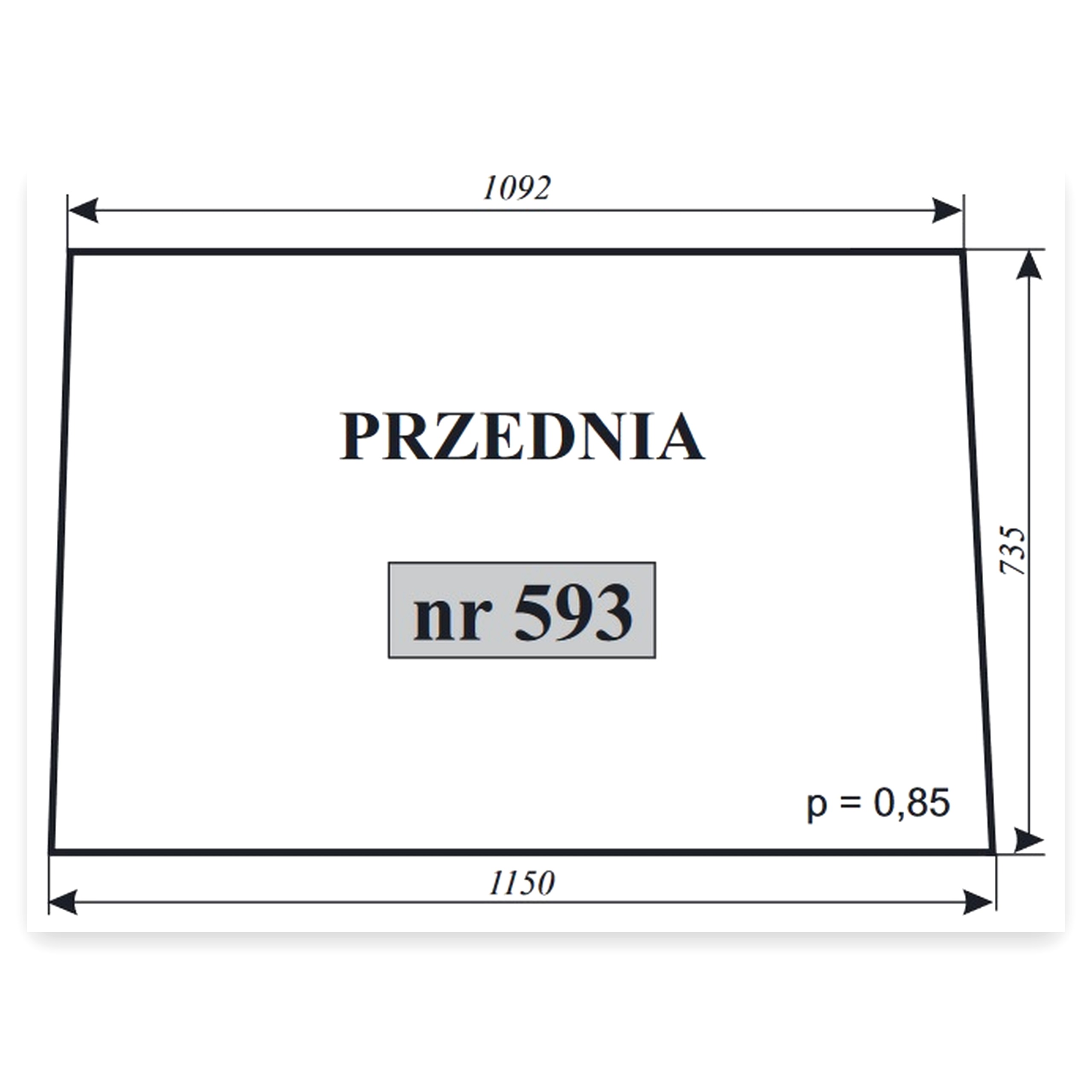 Szyba przednia do ciągnika Zetor 1054