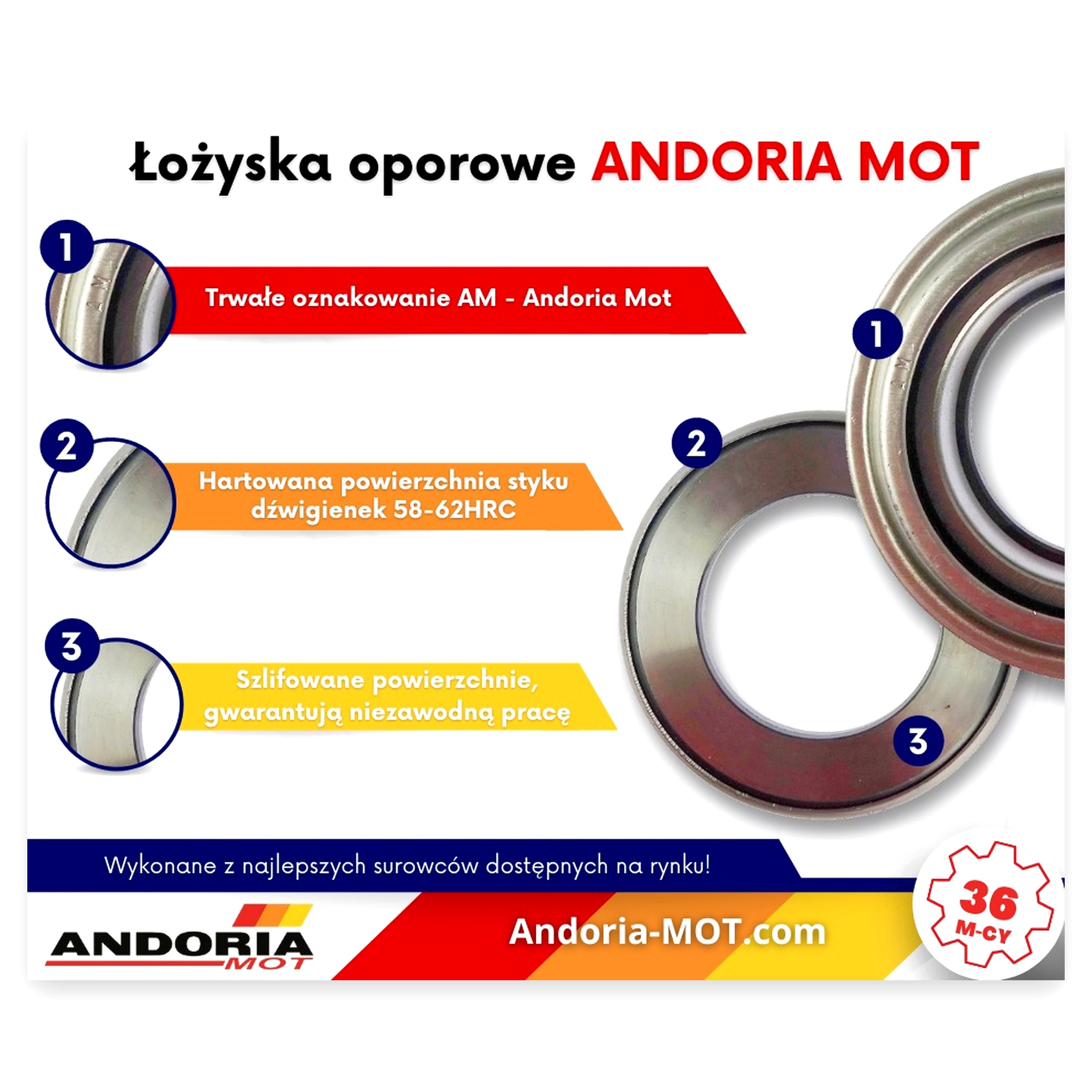 Łożysko wyciskowe (oporowe) średnie C-385 ANDORIA Ursus C-385