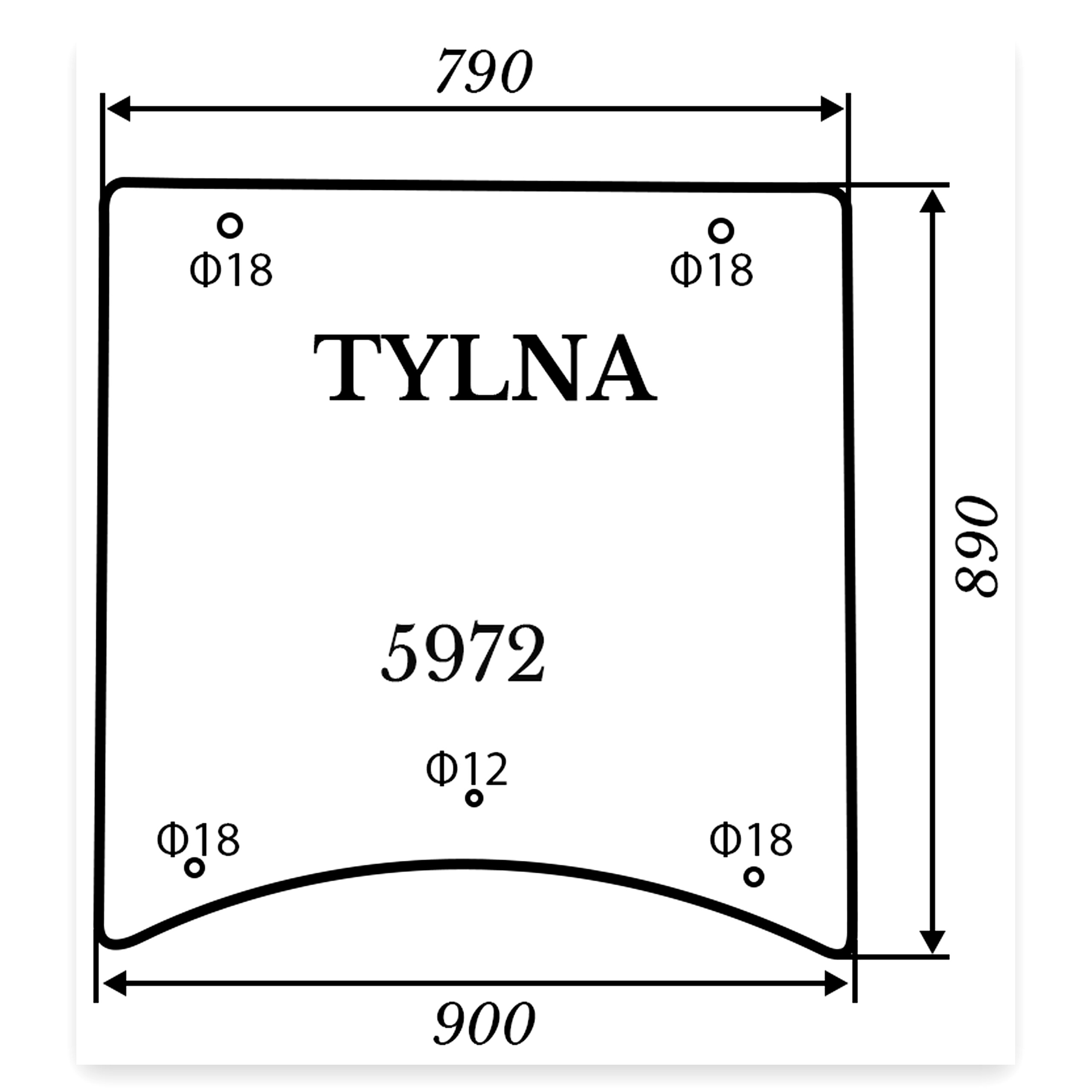 213a5b1733e455e59ba3bd75e8f69f53.jpg Szyba tylna 4x18 mm 1x12 mm do ciągnika Kubota Bx231