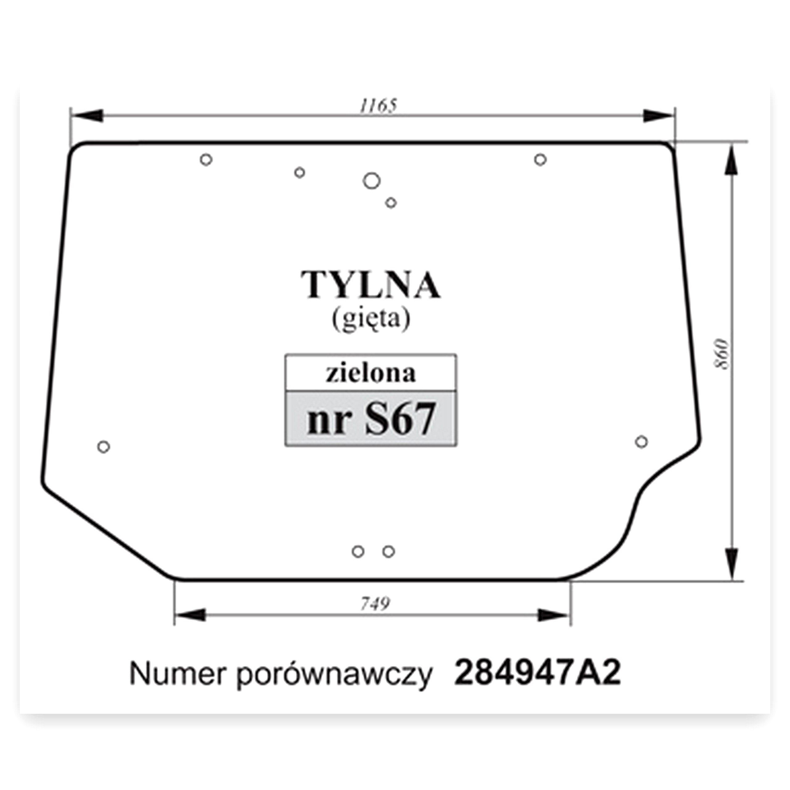 23d9bc3c12d91a7cd795f62ac4b4fdbd.jpg Szyba tylna gięta zielona Case do ciągnika Case Cx50