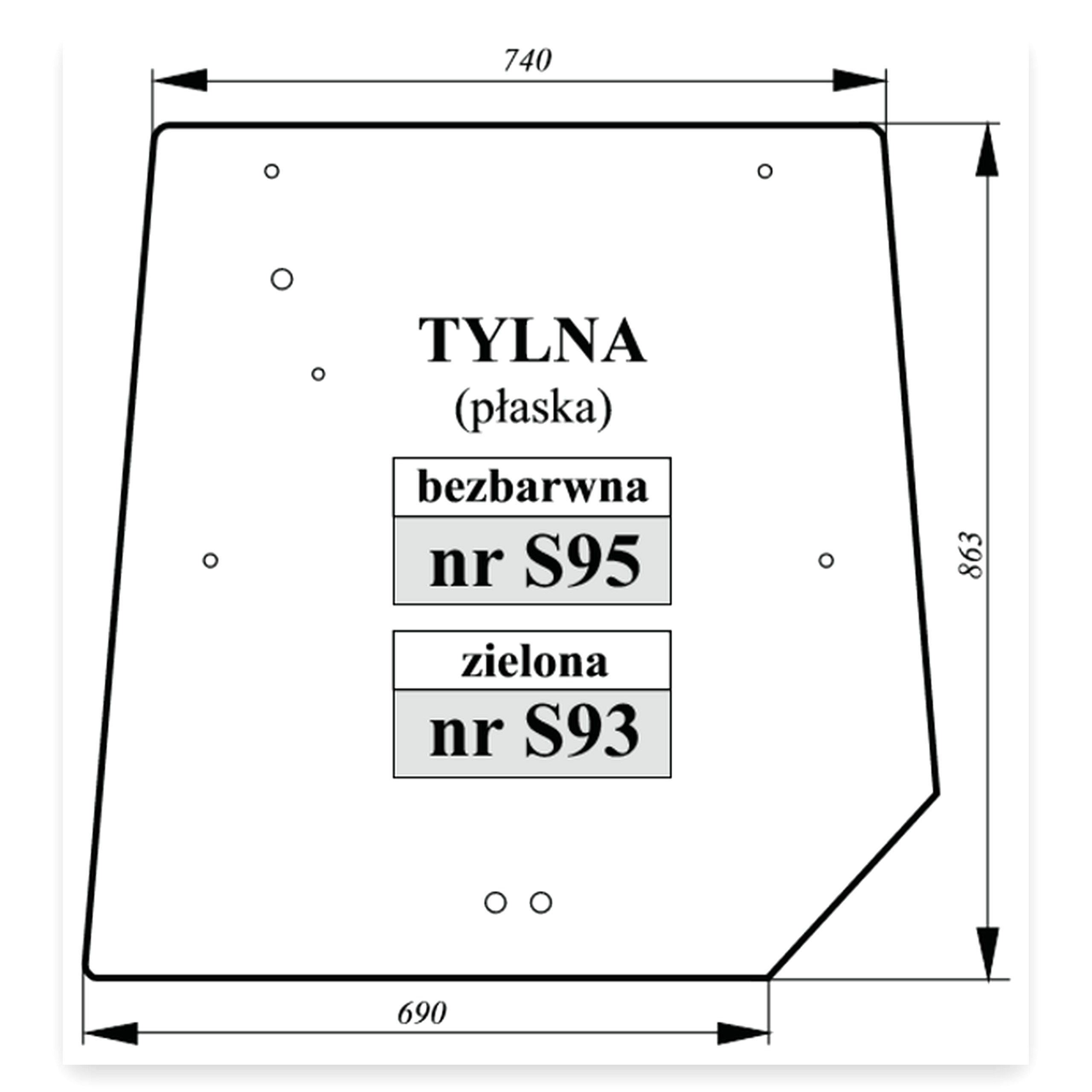 23f11b1aff5db3521430fe3e4a0d5649.jpg Szyba tylna lewa do ciągnika Massey Ferguson