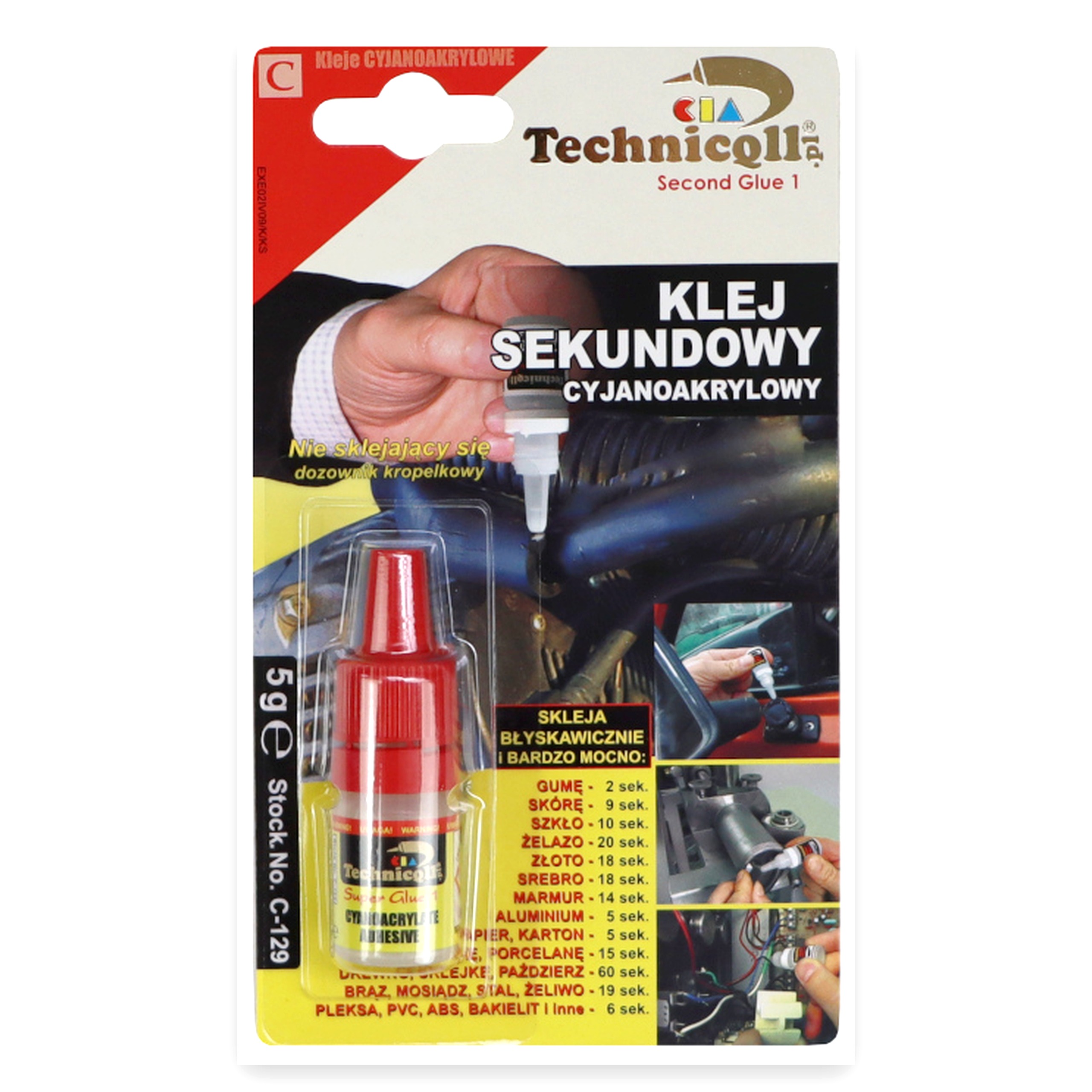 2c9e5e36c37026a4c90b25dfb50972c6.jpg Klej cyjanoakrylowy sekundowy 5g C-129 Technicqll