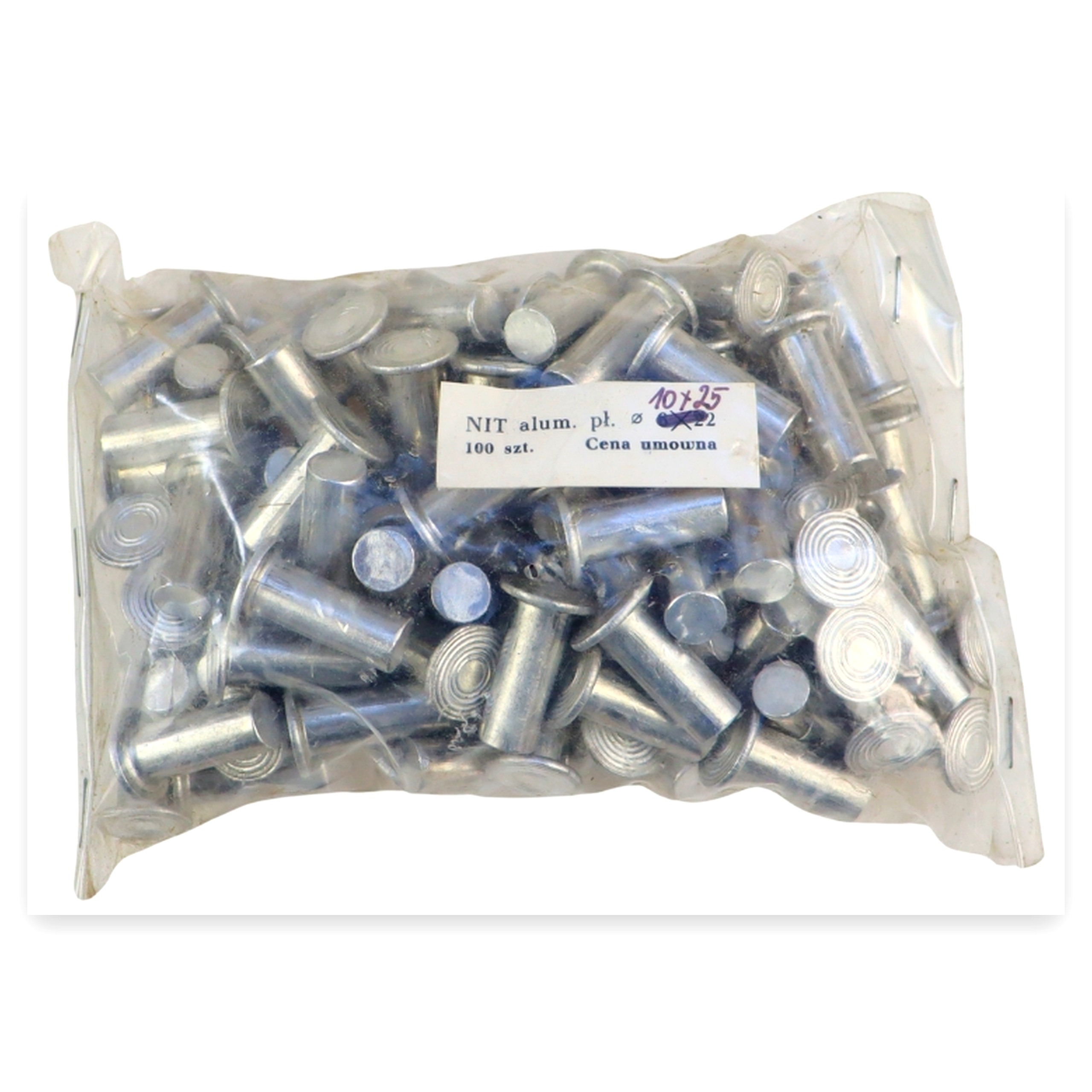 3203b2d047b062aaf7ca2a2d5f7a10c9.jpg Nit aluminiowy płaski pełny 10x25 DIN7338 ( sprzedawane po 100 szt ) widoczna cena za 1 sztukę