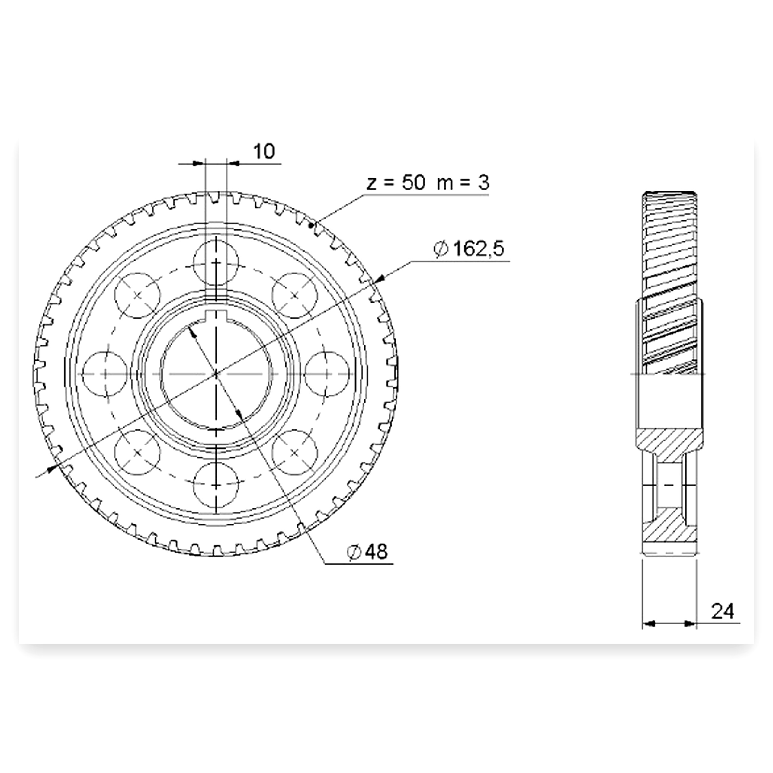 35b9fd411f7b42f4c9afd67edfd94eb6.jpg Koło zębate duże FI-48 mm Z-50 skośne zęby przekładni hartowane