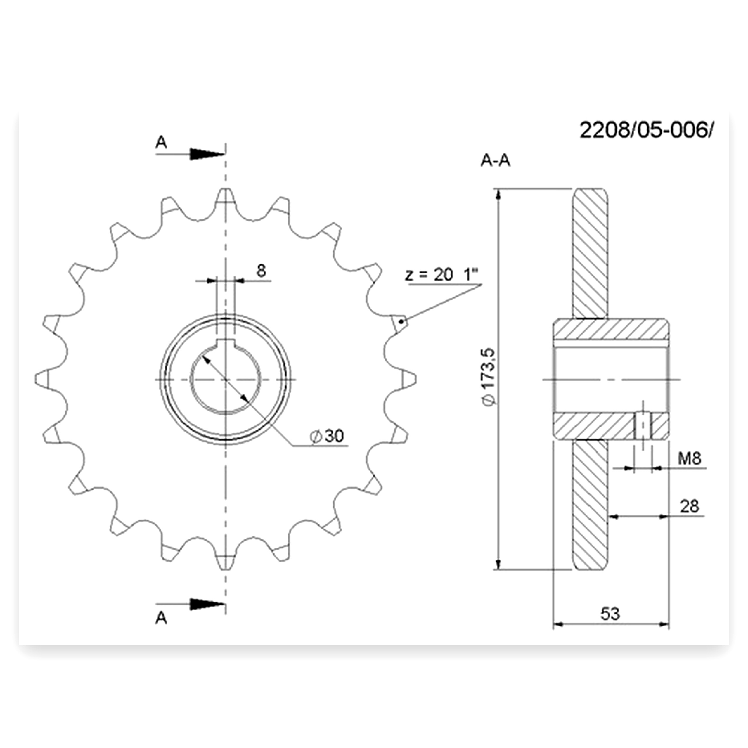 3886fe6fb3c2801ec4773bb0debc05f2.jpg Koło łańcuchowe Z-20 FI-30 mm 1" stalowe rozrzutnik obornika Rolmus