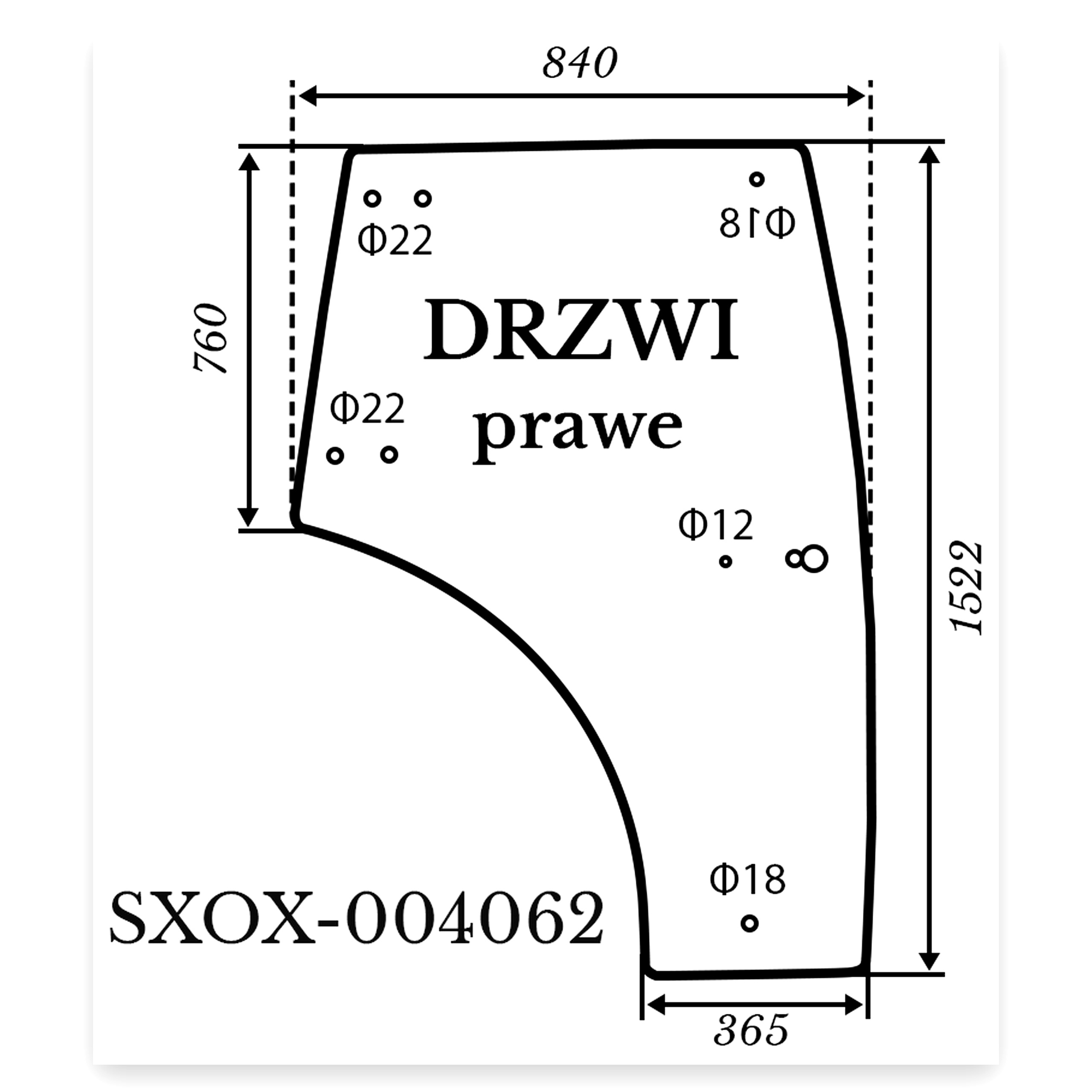 399050678046b88e778eea190eaa5e64.jpg Szyba drzwi prawa 4x21 mm 2x18 mm 1x10 mm do ciągnika Kubota L4100