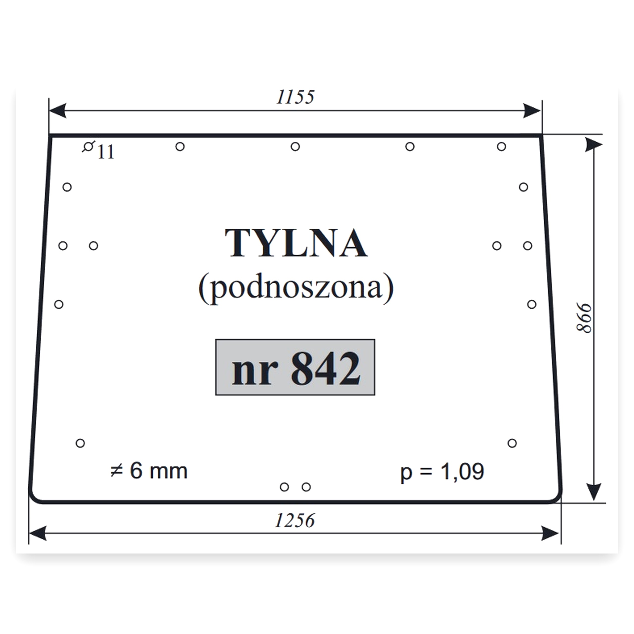 Szyba tylna podnoszona do ciągnika