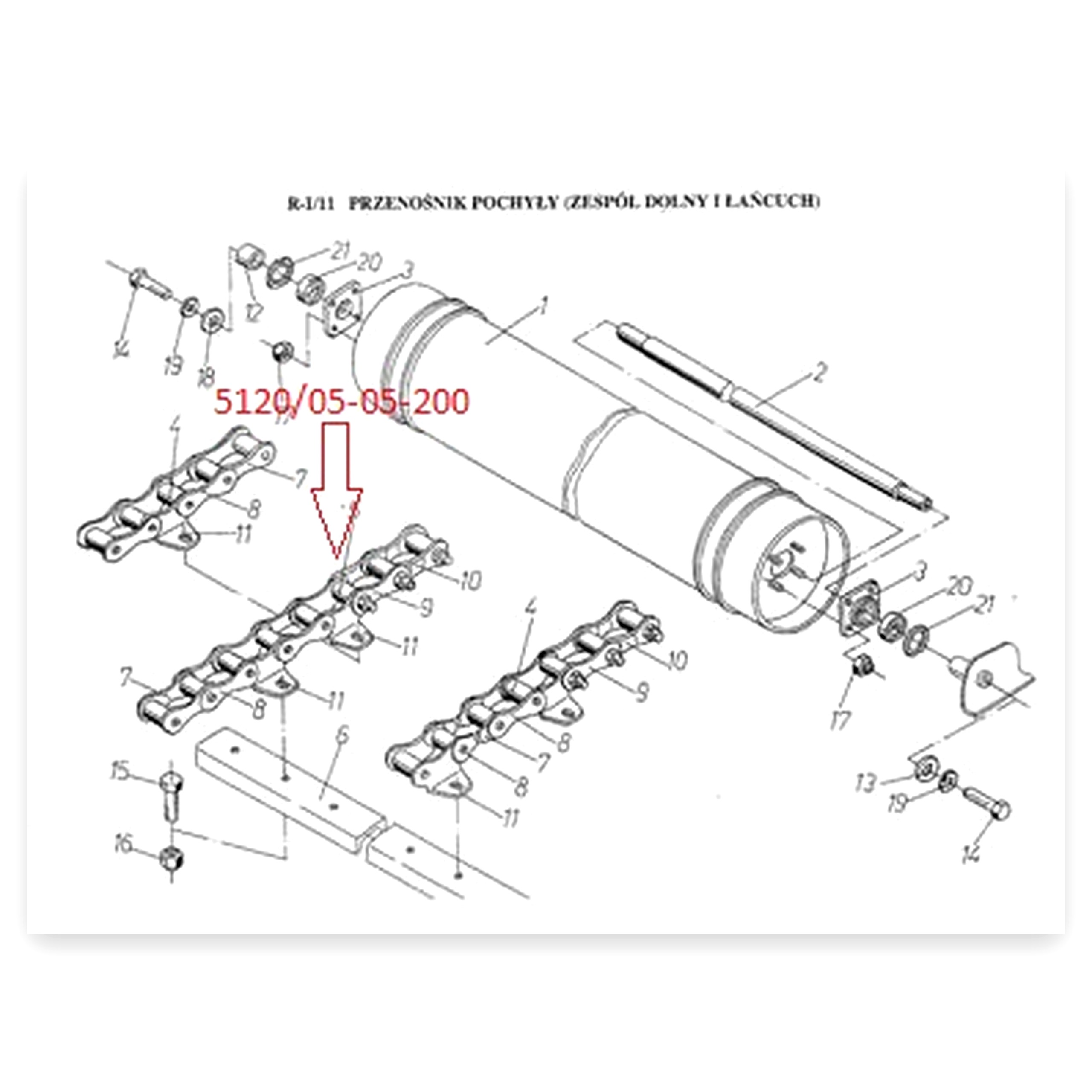 3f2a9bfb69adcb2a92cf38739a975e9e.jpg Łańcuch środkowy BS-Z110 do kombajnu Bizon Bs