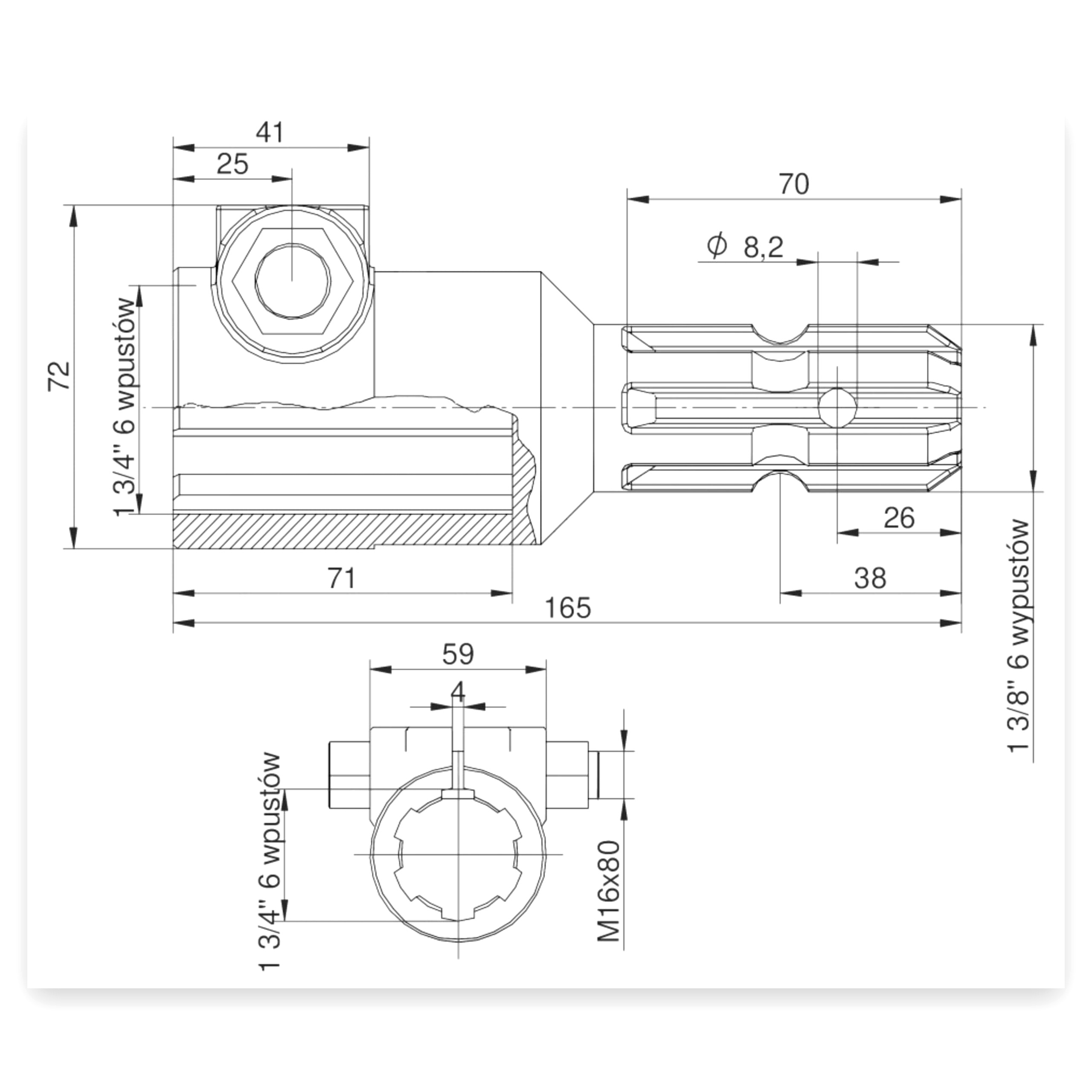 415522cee1cadd2d4992a56251637f83.jpg Redukcja wałka WOM adapter na śrubę 1 3/4" 6 wpustów na wałek 1 3/8" 6