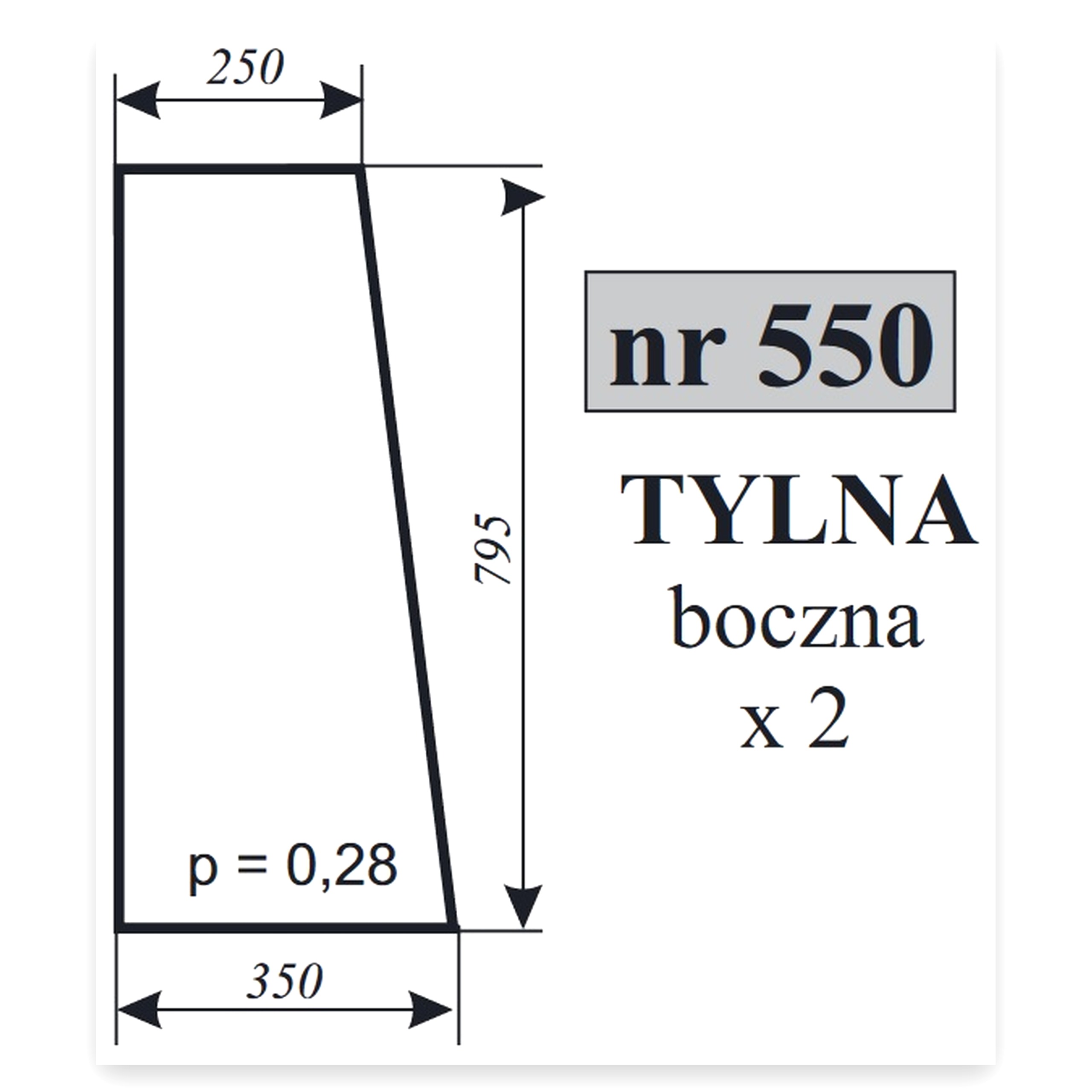 SZYBA TYLNA BOK do ciągnika Zetor 5611