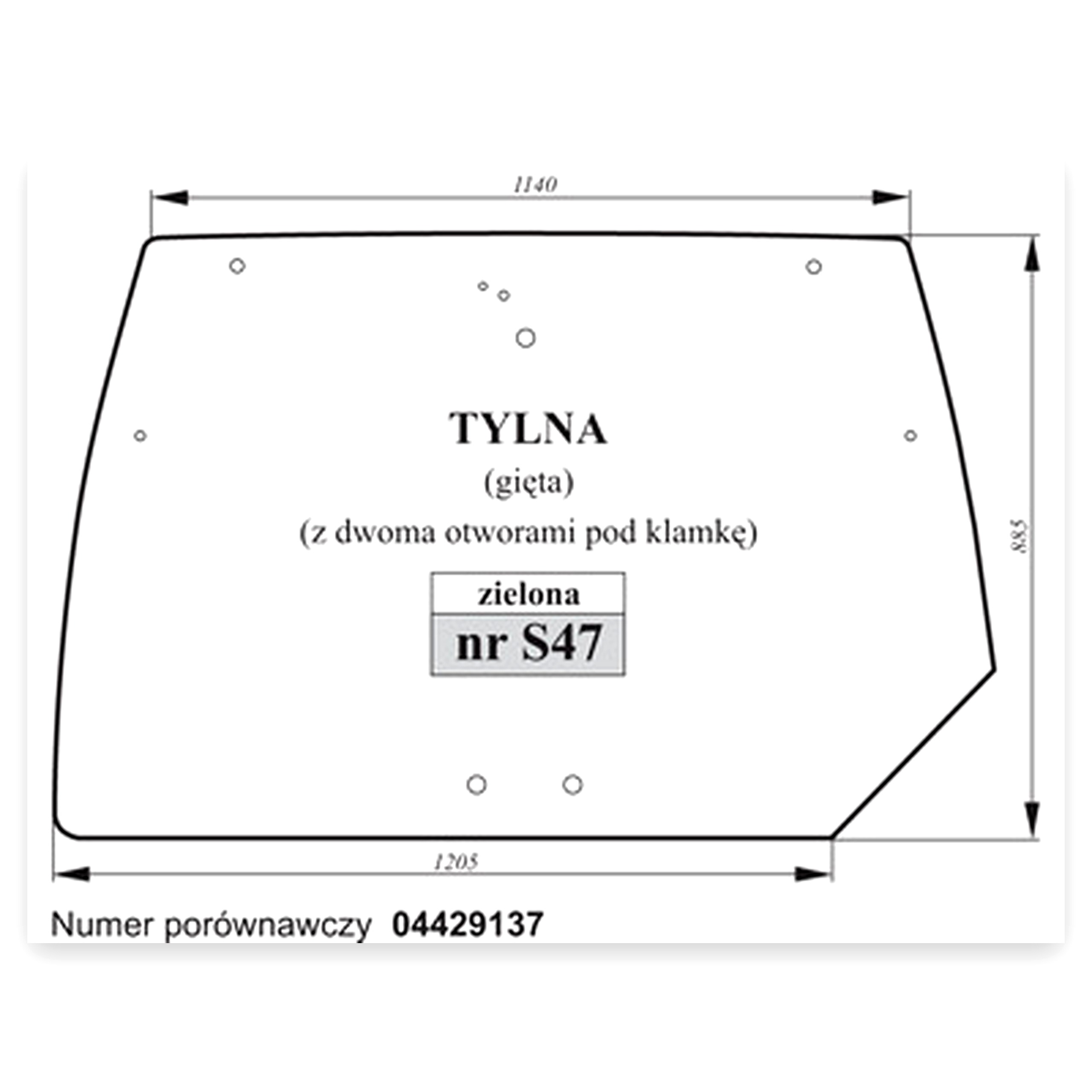 Szyba tylna gięta M600 M610 M620 do ciągnika Deutz-fahr
