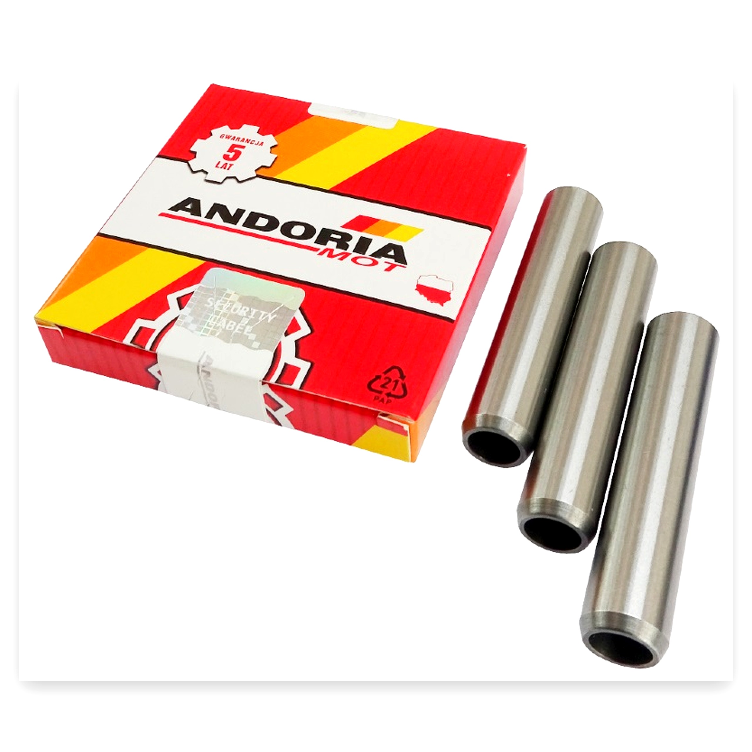 6354e6bc40b97ca760f0665c6bddc16d.jpg Prowadnica zaworu ssącego i wydechowego 8 X 12.7 MM - L 62 MM Ursus MF-3, C-360-3P ANDORIA pakowana po 3szt widoczna cena za 1 sztukę