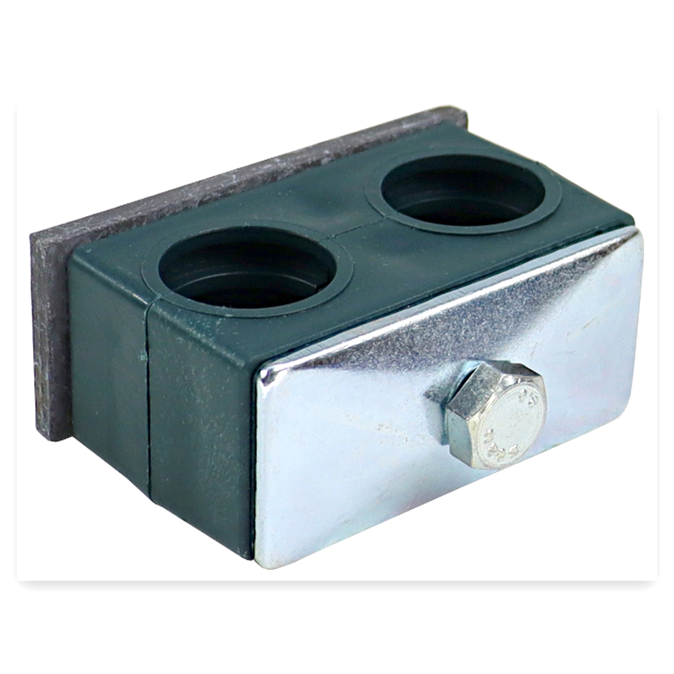6878dae6e18cdd577239a822d53be506.jpg Uchwyt polipropylenowy podwójny do rur i przewodów FI-22 mm śruba z