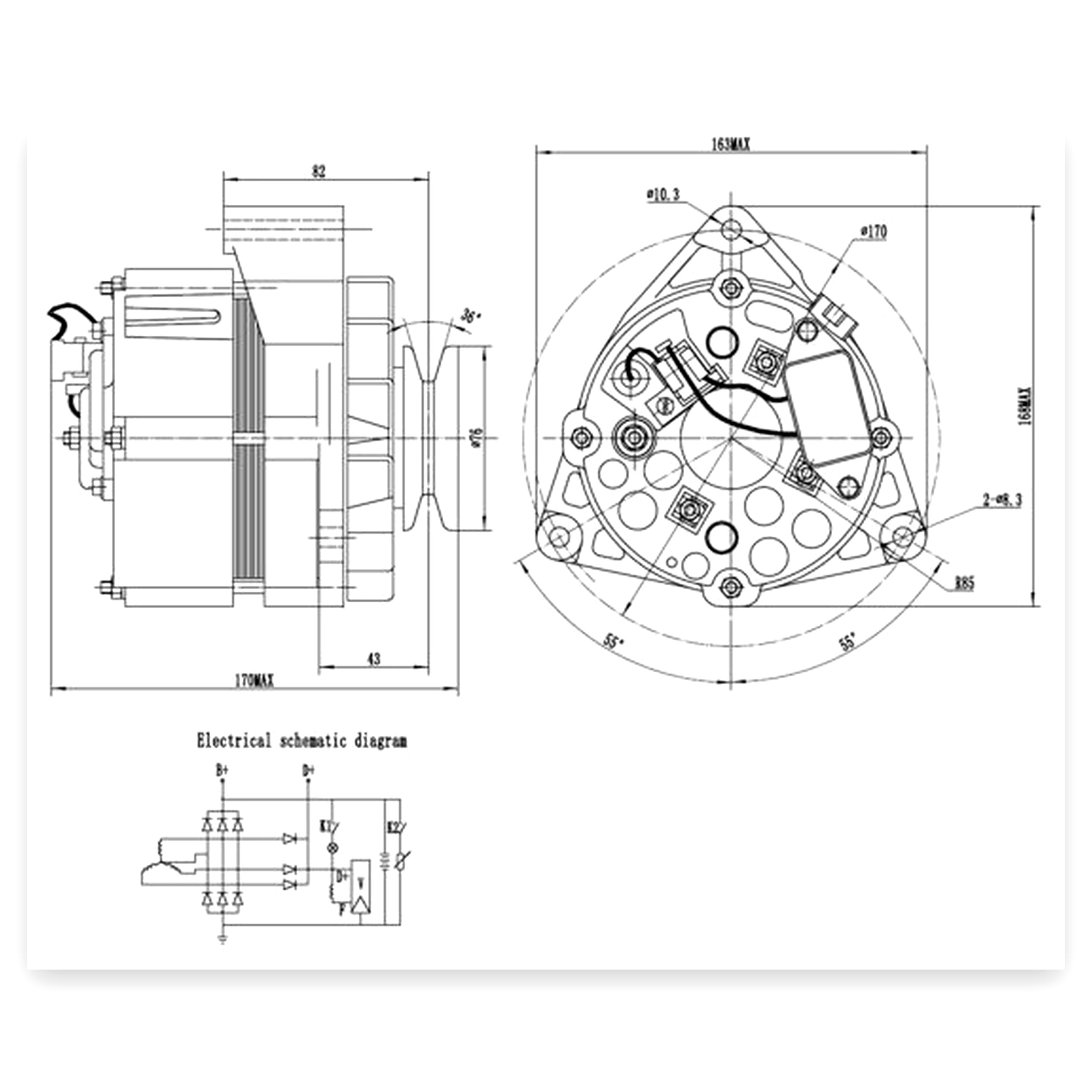 6c2aee64ad57c4deeb9de7a6332a32c2.jpg Alternator 14 V 44A 45A do ciągnika Ursus C-330