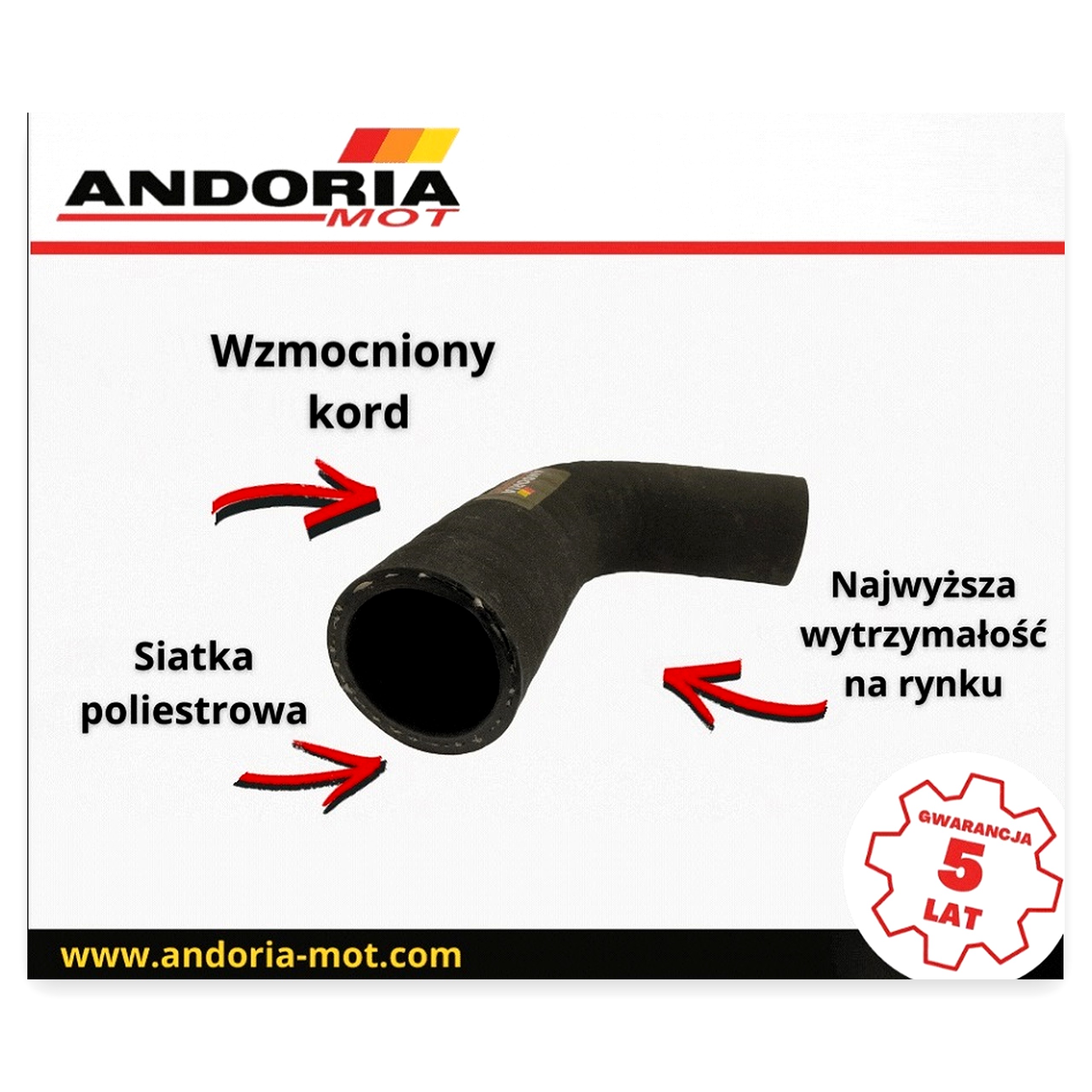 723f00b26d907568effa067c53cd82bd.jpg Przewód (rura wody) gumowy zbrojony kord C-330 ANDORIA pakowany po 5 szt widoczna cena za 1 sztukę