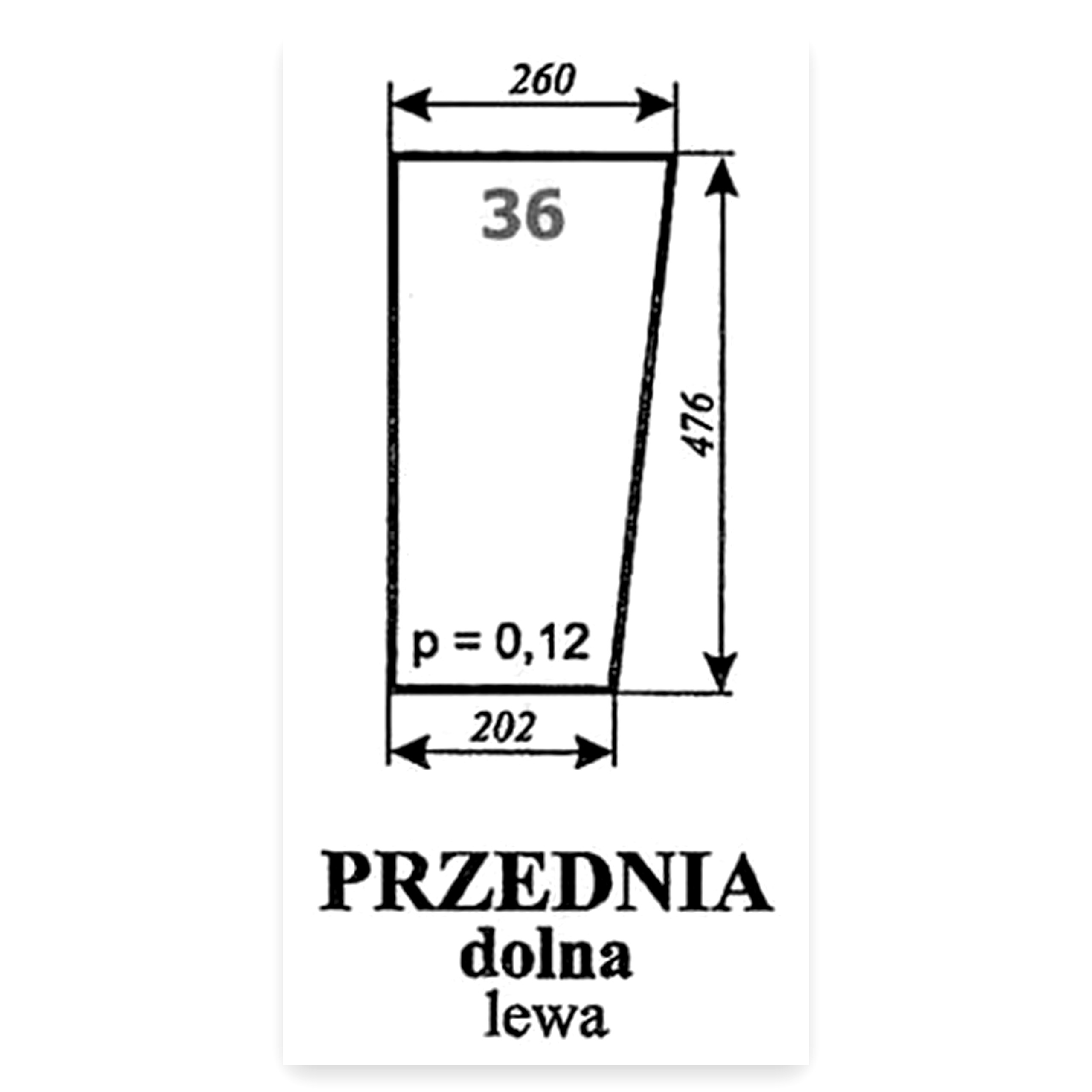 Szyba przednia dolna MF-255 kabina Lubsko Massey Ferguson 255