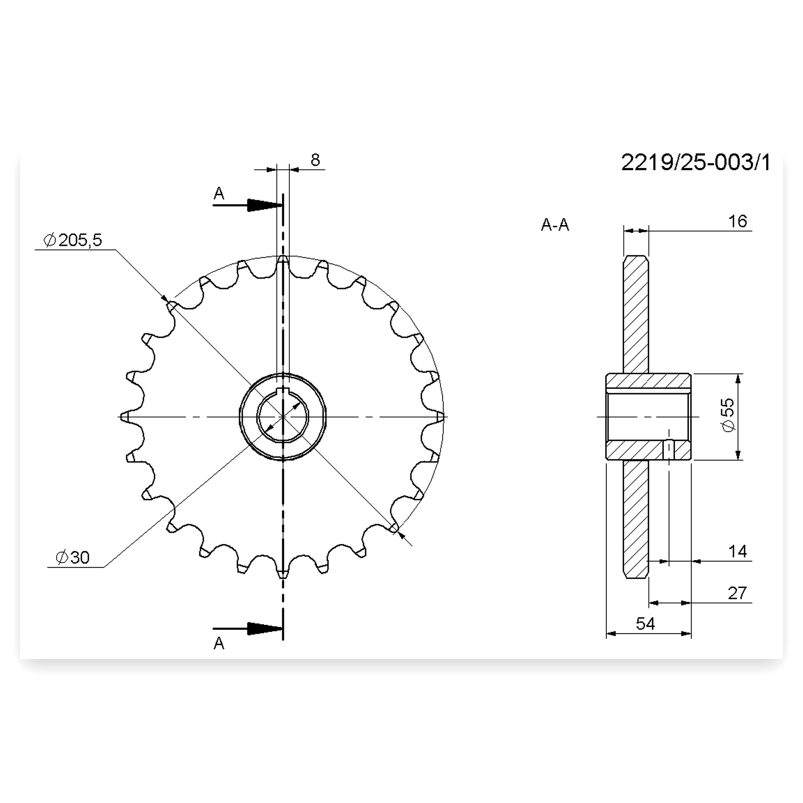 7357f3c99f6e6e3ea57b5532ba2773a3.jpg Koło łańcuchowe Z-24 FI-30 mm 1" stalowe rozrzutnik obornika Rolmus