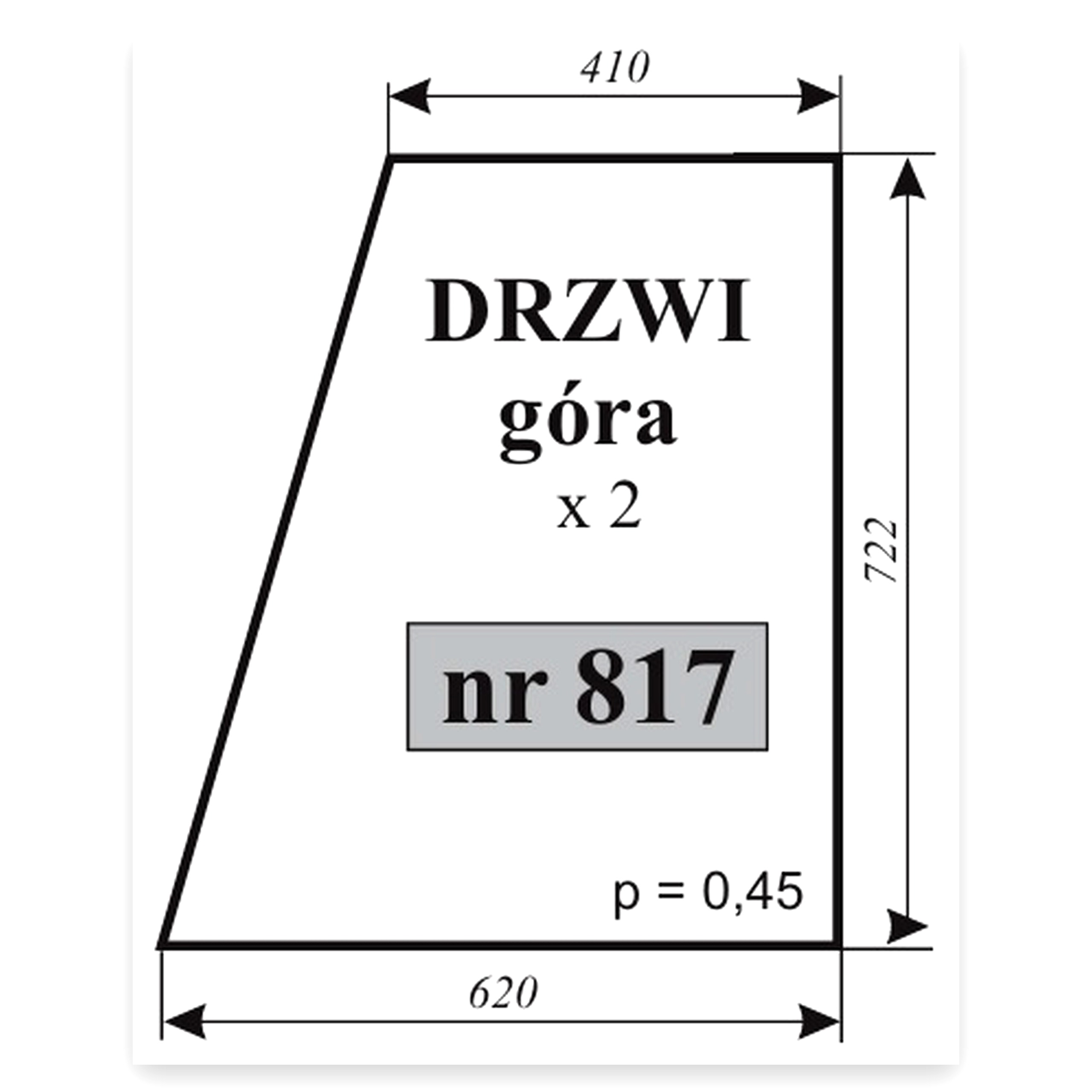 Szyba drzwi do ciągnika Fendt 614