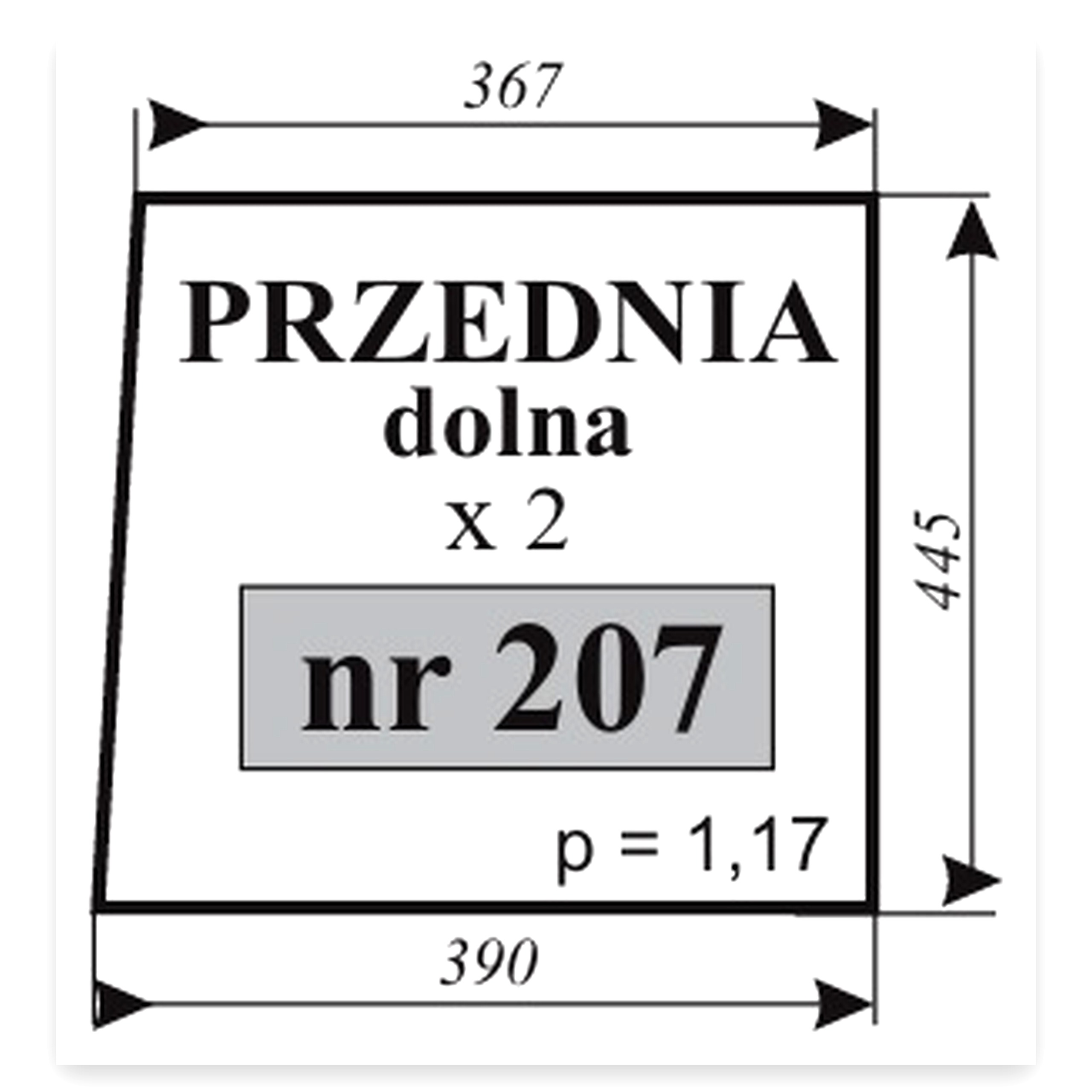 787399123f139c0fda2a12054f53cbd4.jpg Szyba przednia dolna do ciągnika Zetor 5211