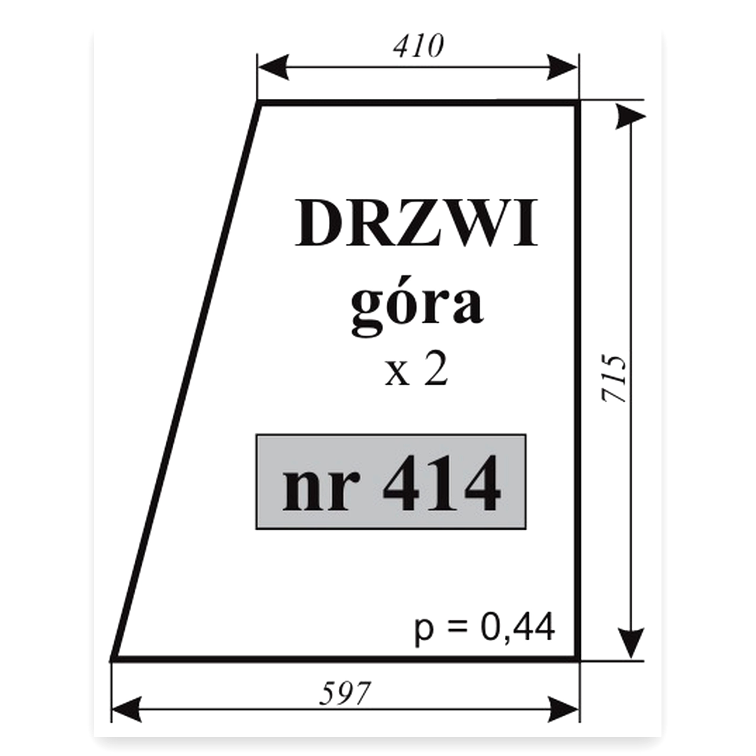 Szyba drzwi góra C-360 kabina Smolniki 414=421=428 Ursus C-360