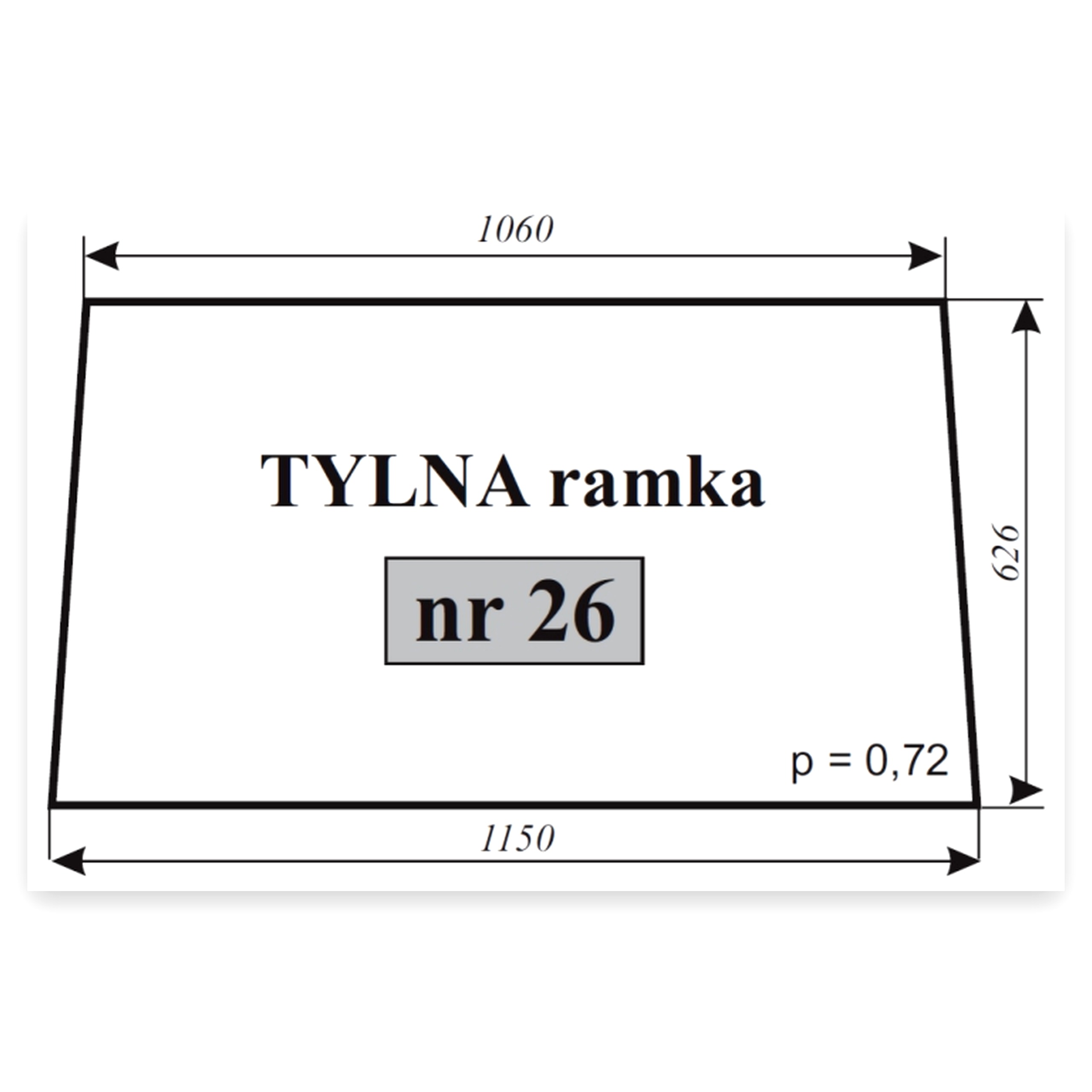 Szyba tylna ramka do ciągnika Ursus C-385