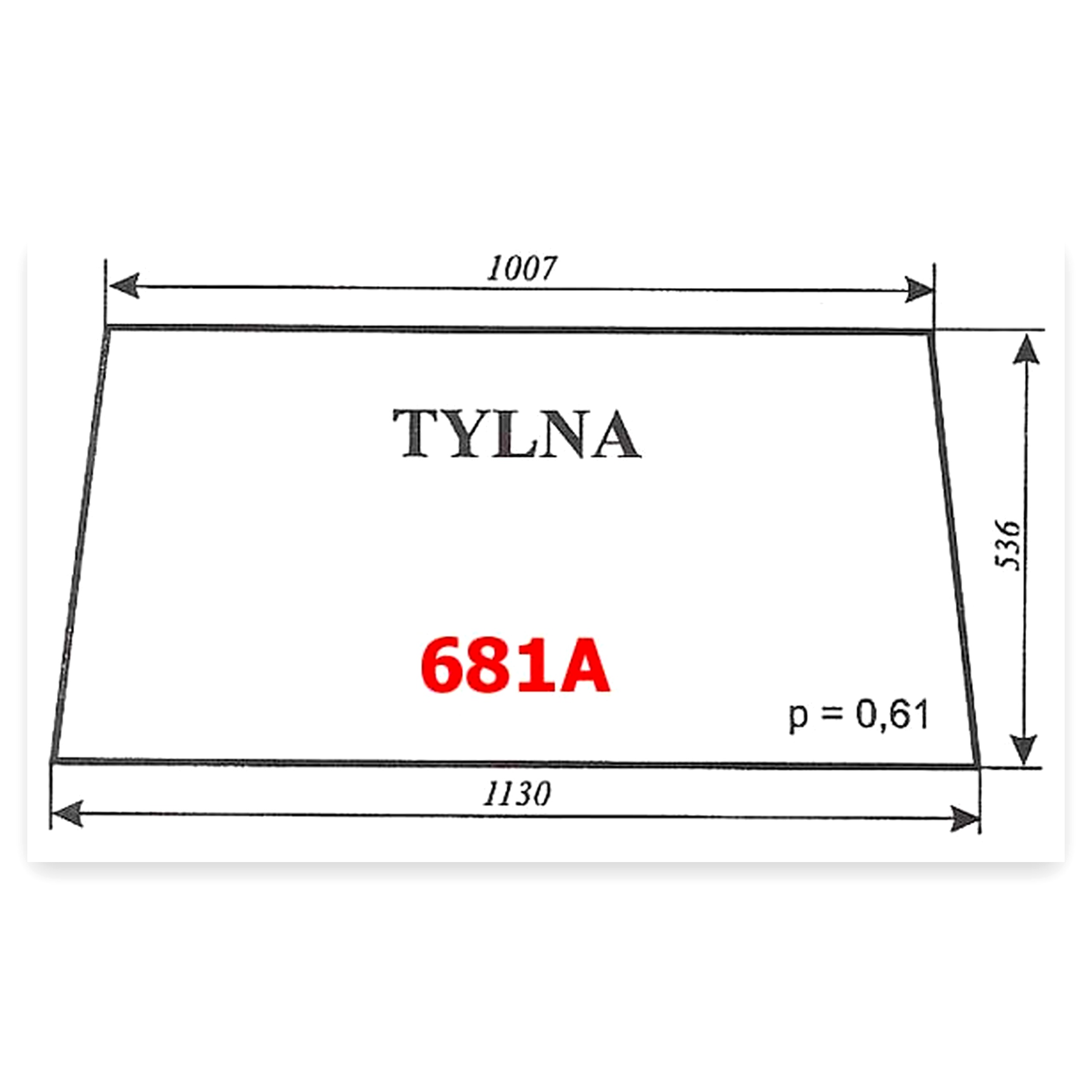 Szyba tylna C 681A do ciągnika Ursus C-360