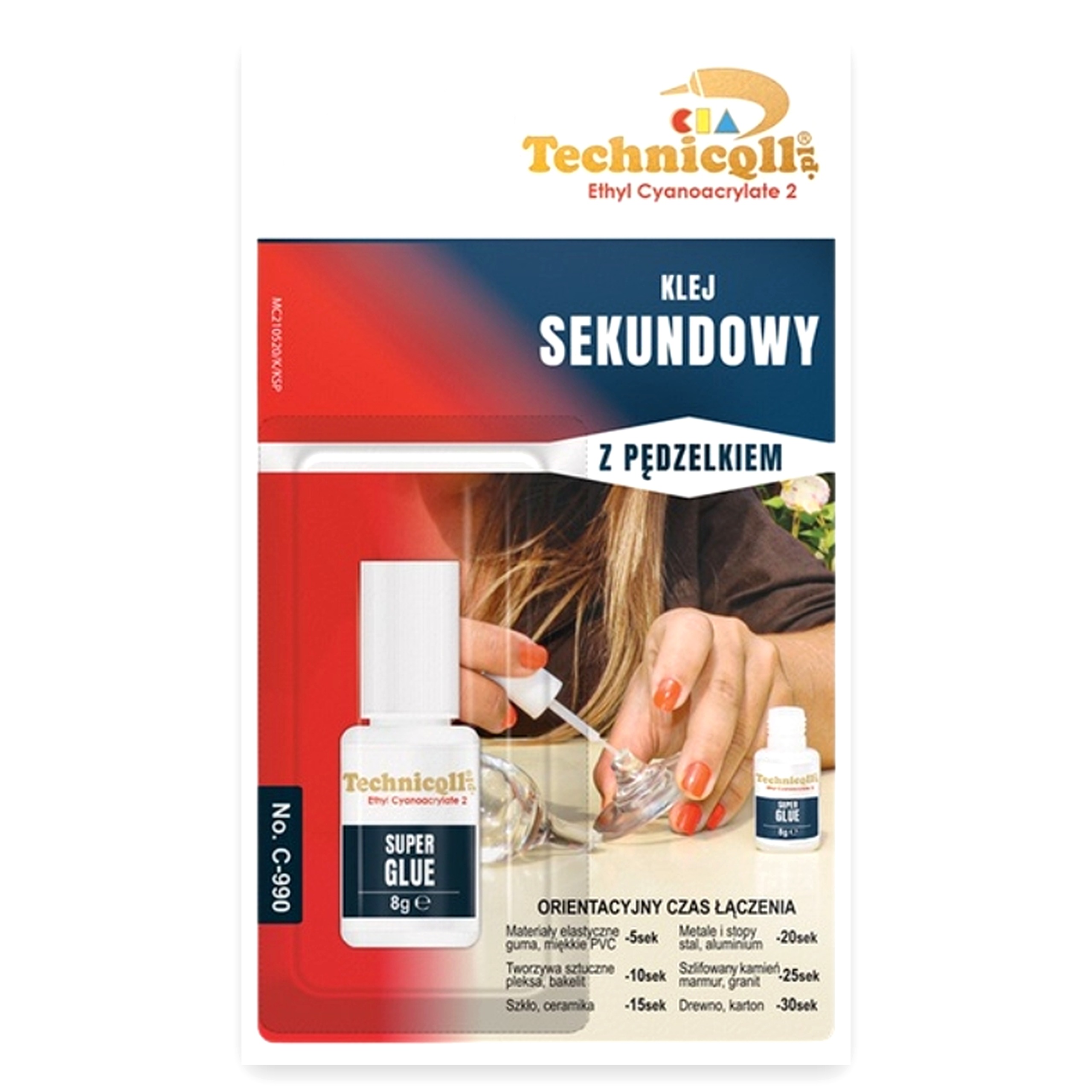 8969ded11dfda34b937d9ef5b722d19d.jpg Klej cyjanoakrylowy sekundowy 8g z pędzelkiem C-990 Technicqll