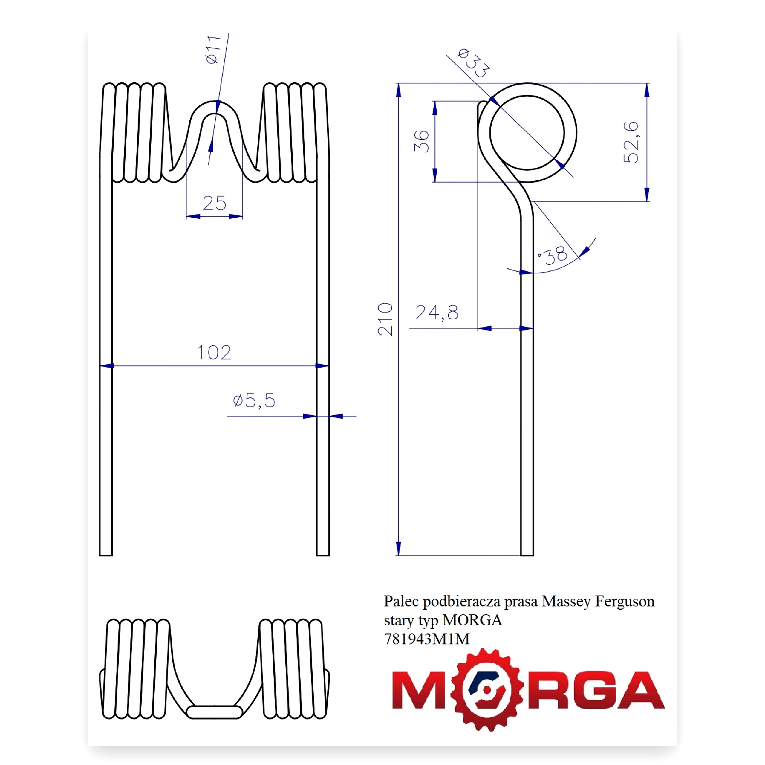 8e604e0a2e2fbbeea40002a457e80dd8.jpg Palec ząb podbieracza prasa Massey Ferguson stary typ malowany