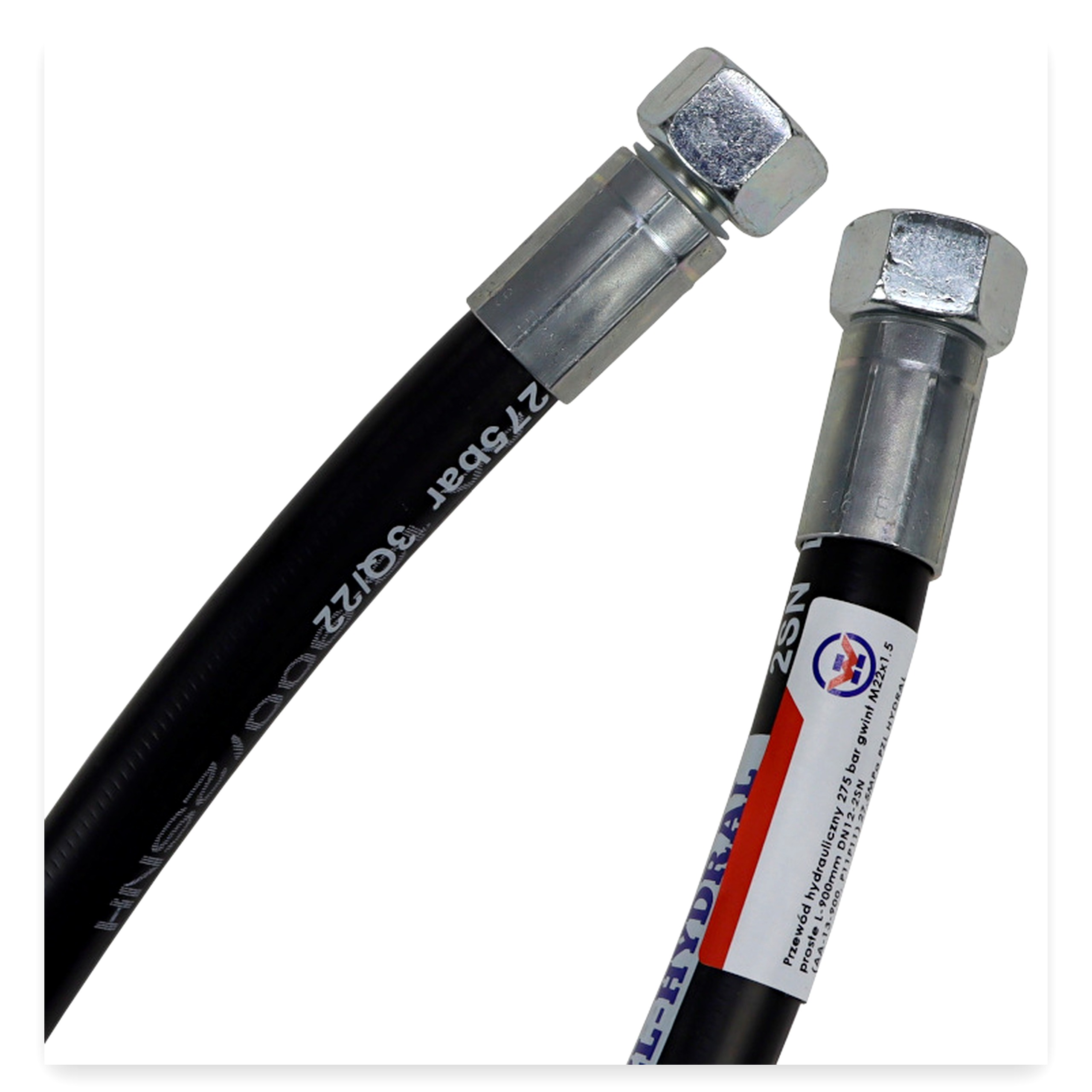 Przewód wąż hydrauliczny 275 bar gwint M22x1,5 proste L-900 mm (AA-, )