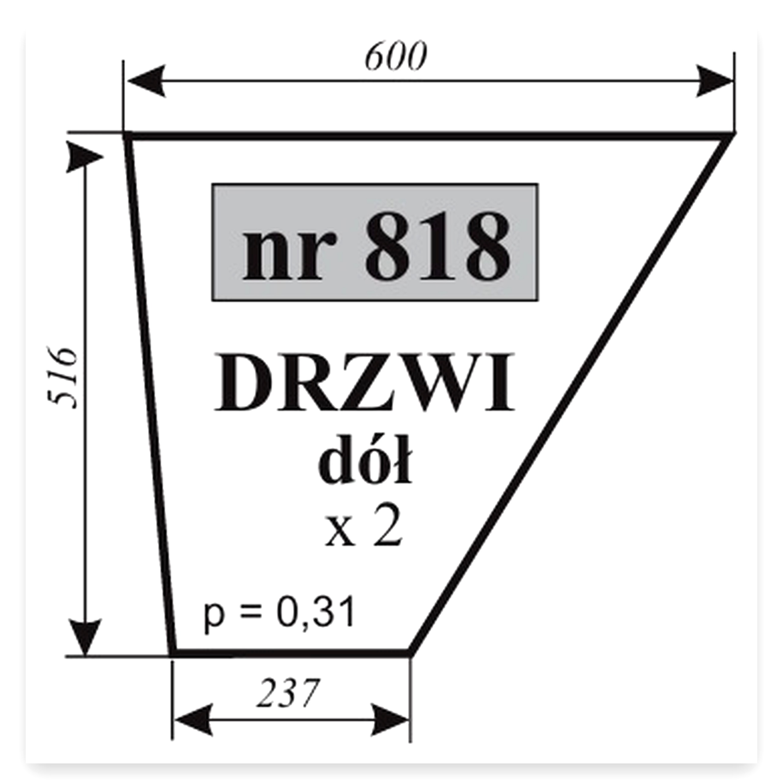 Szyba drzwi dół do ciągnika Fendt 614