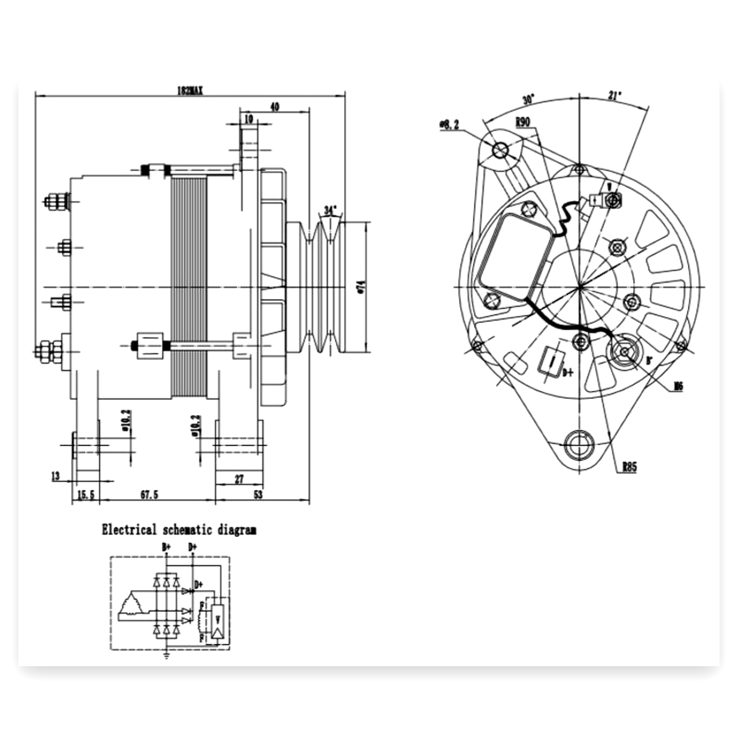 9372ac61d16c7723058592746f30f27b.jpg Alternator 14 V 70 koło na 2-paski Ursus C-385 Zetor ZTS