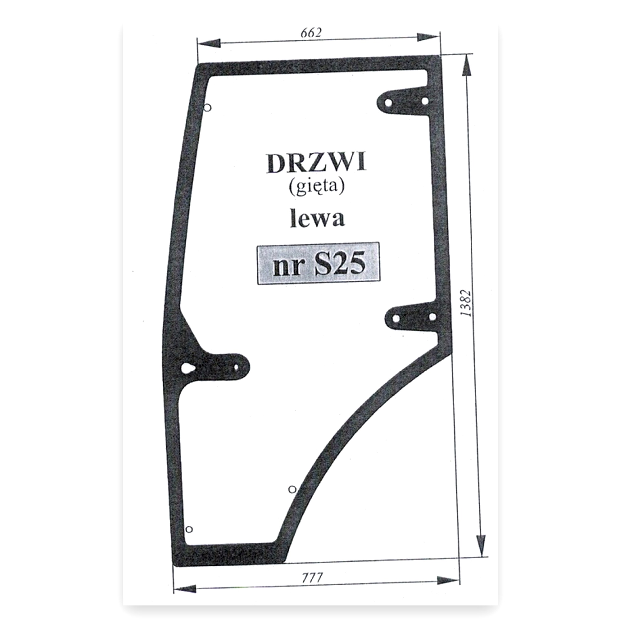 Szyba drzwi lewa do ciągnika Zetor
