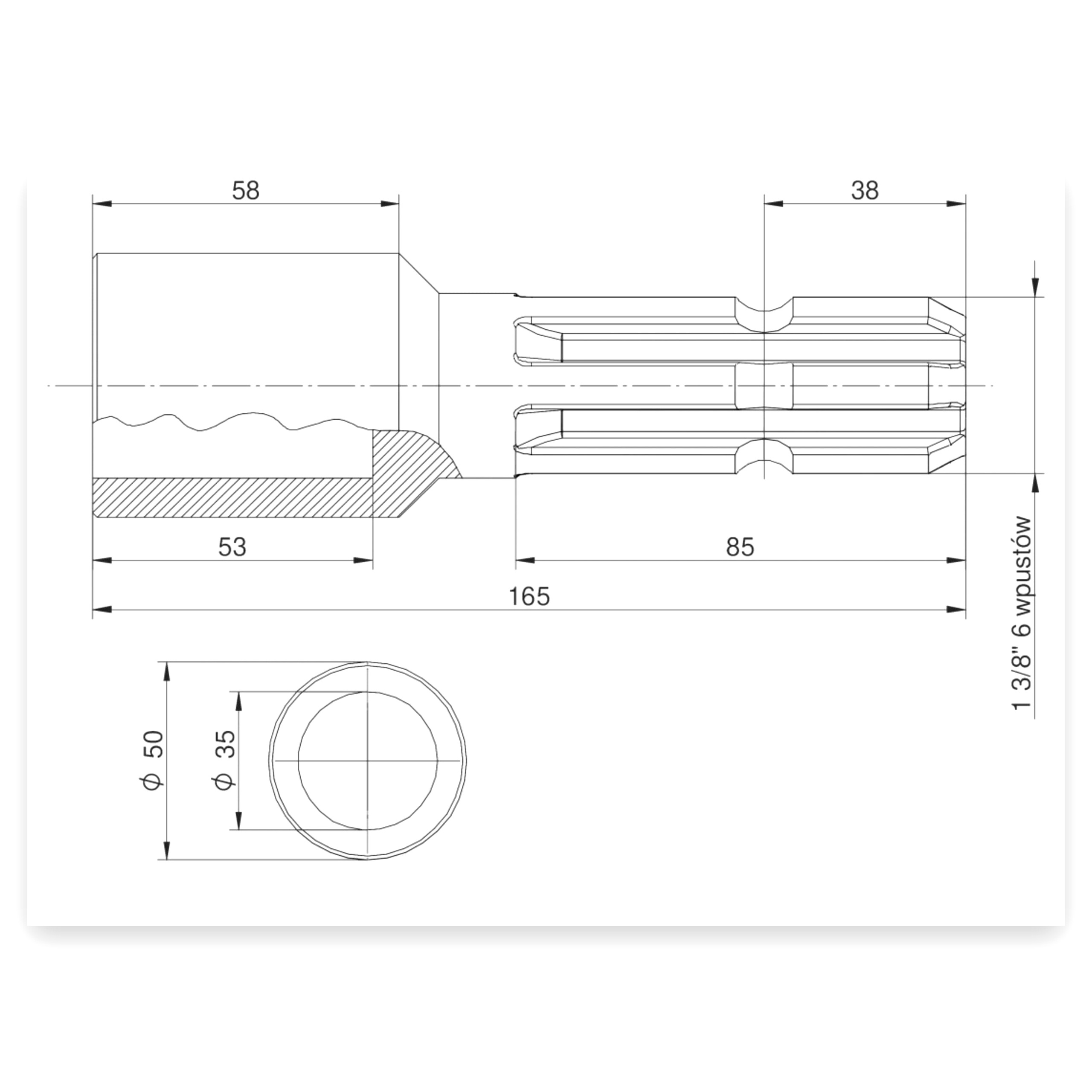 9ffa4da3608c5bf2f85683878e916cd7.jpg Redukcja wałka WOM adapter otwór wew. Q 35 mm na wałek 1 3/8" 6