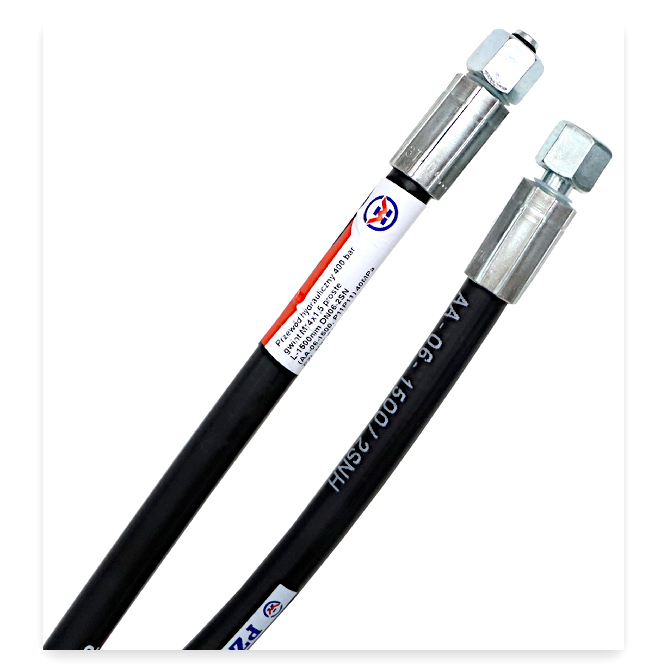 a64c5e4882d78e3e7746ff50f2b1a1cb.jpg Przewód wąż hydrauliczny 400 bar gwint M14x1,5 proste L-1500 mm (AA