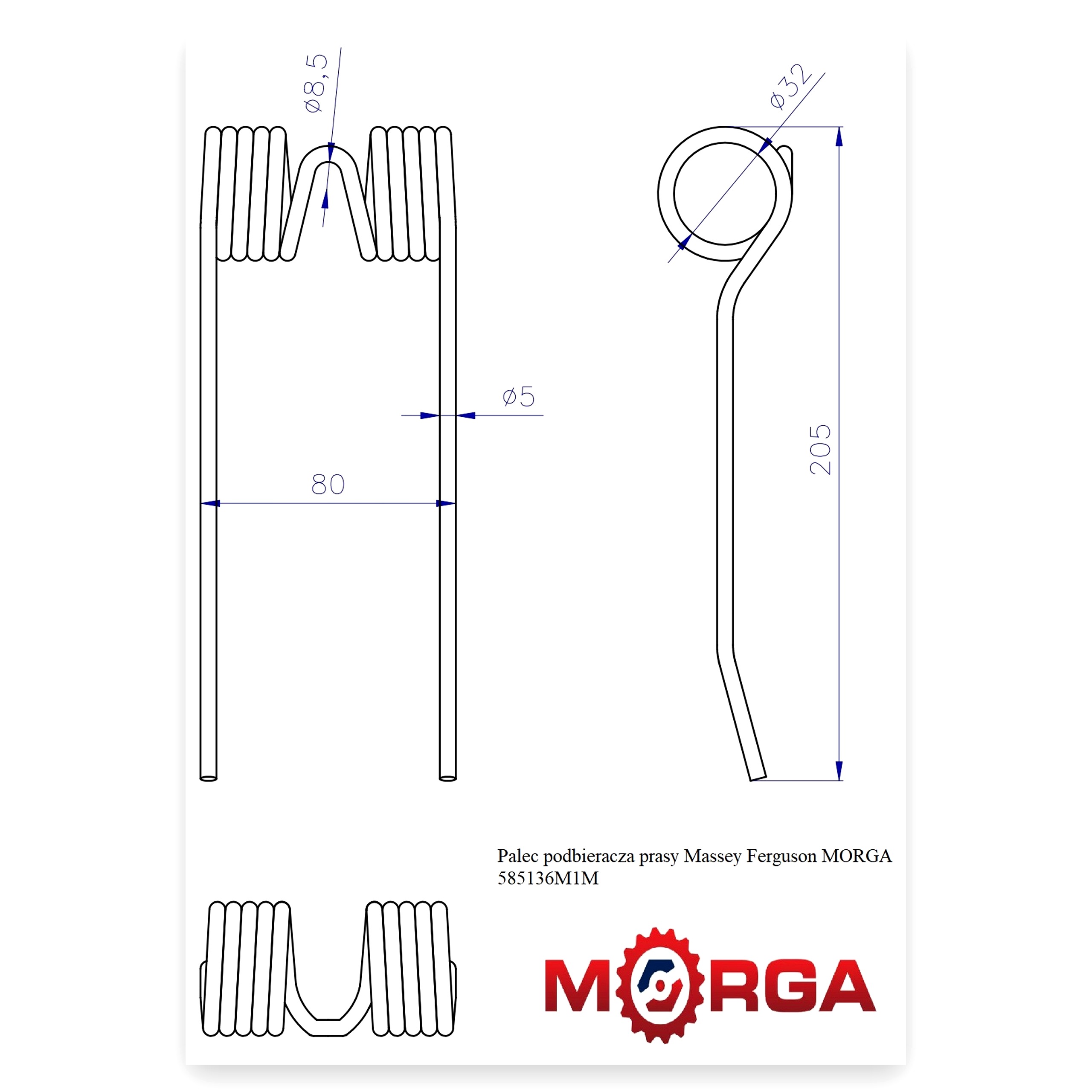 a85f0f712b720cbae44c501f7becfc2c.jpg Palec ząb podbieracza do prasy Massey Ferguson 5851
