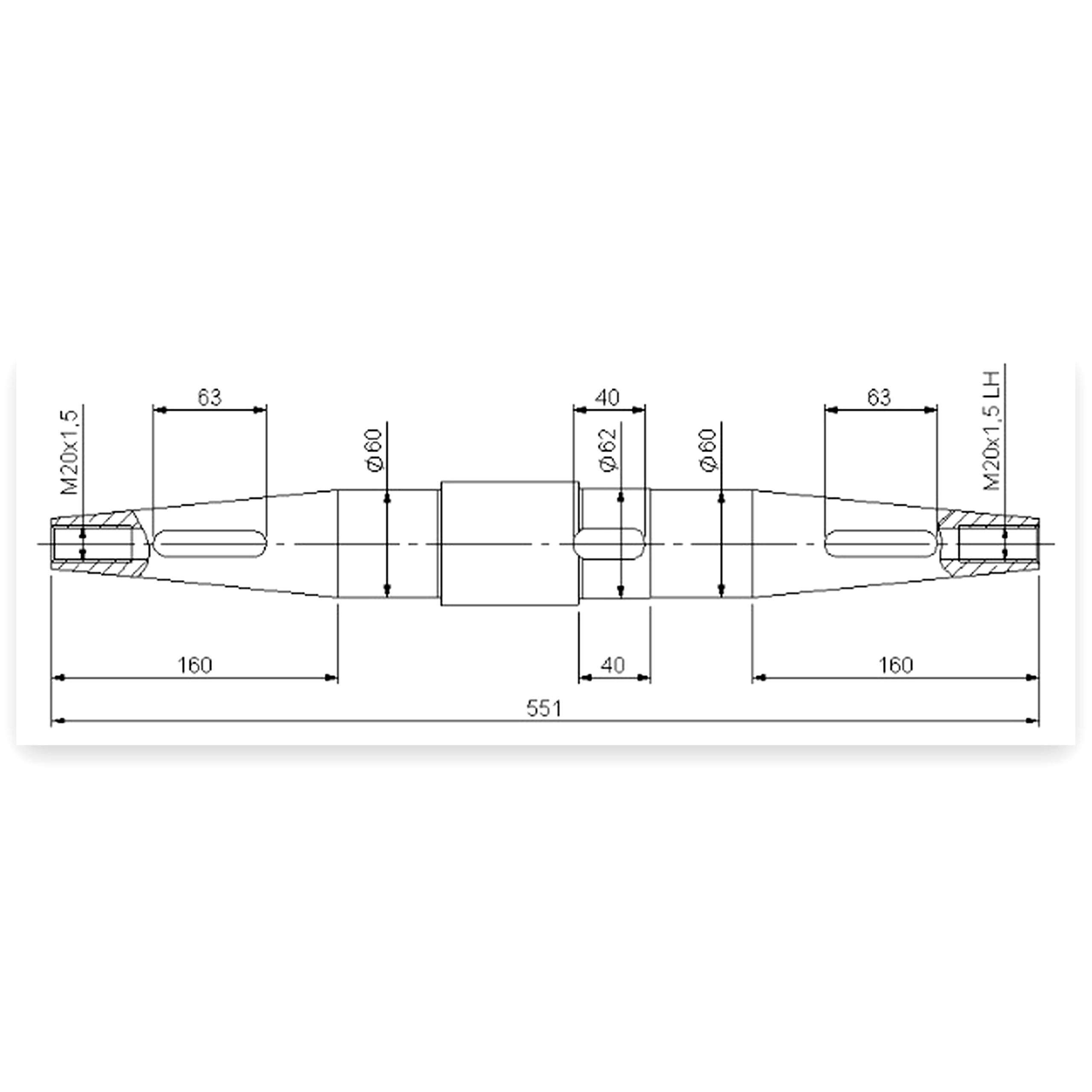 Wał główny dwustożkowy przekładni glebogryzarka Z-9 9 32 555 mm Rolmus