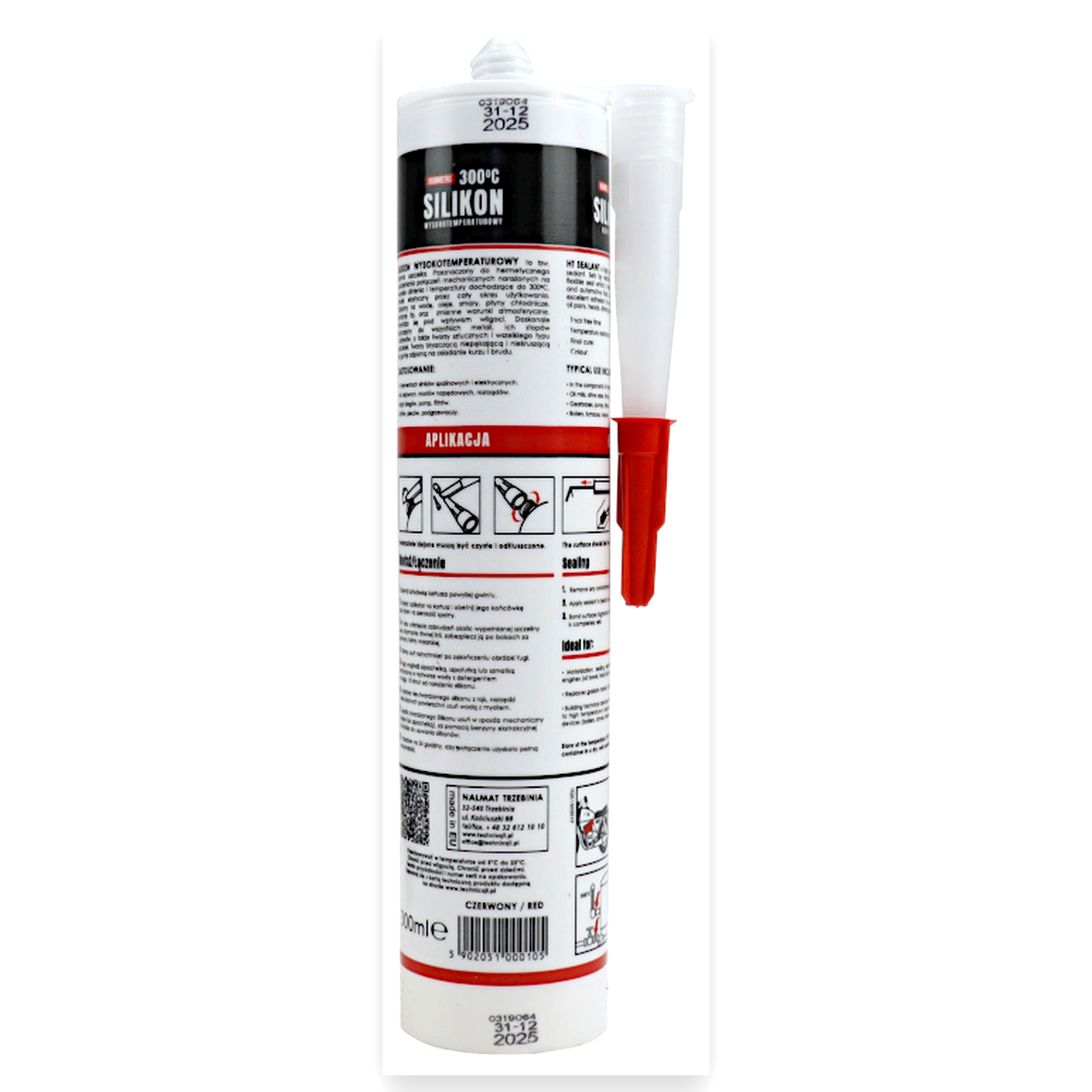 b2f56b9c09a67d965eb61ad29b353032.jpg Silikon wysokotemperaturowy kartusz 300ml od -40do +300C czerwony