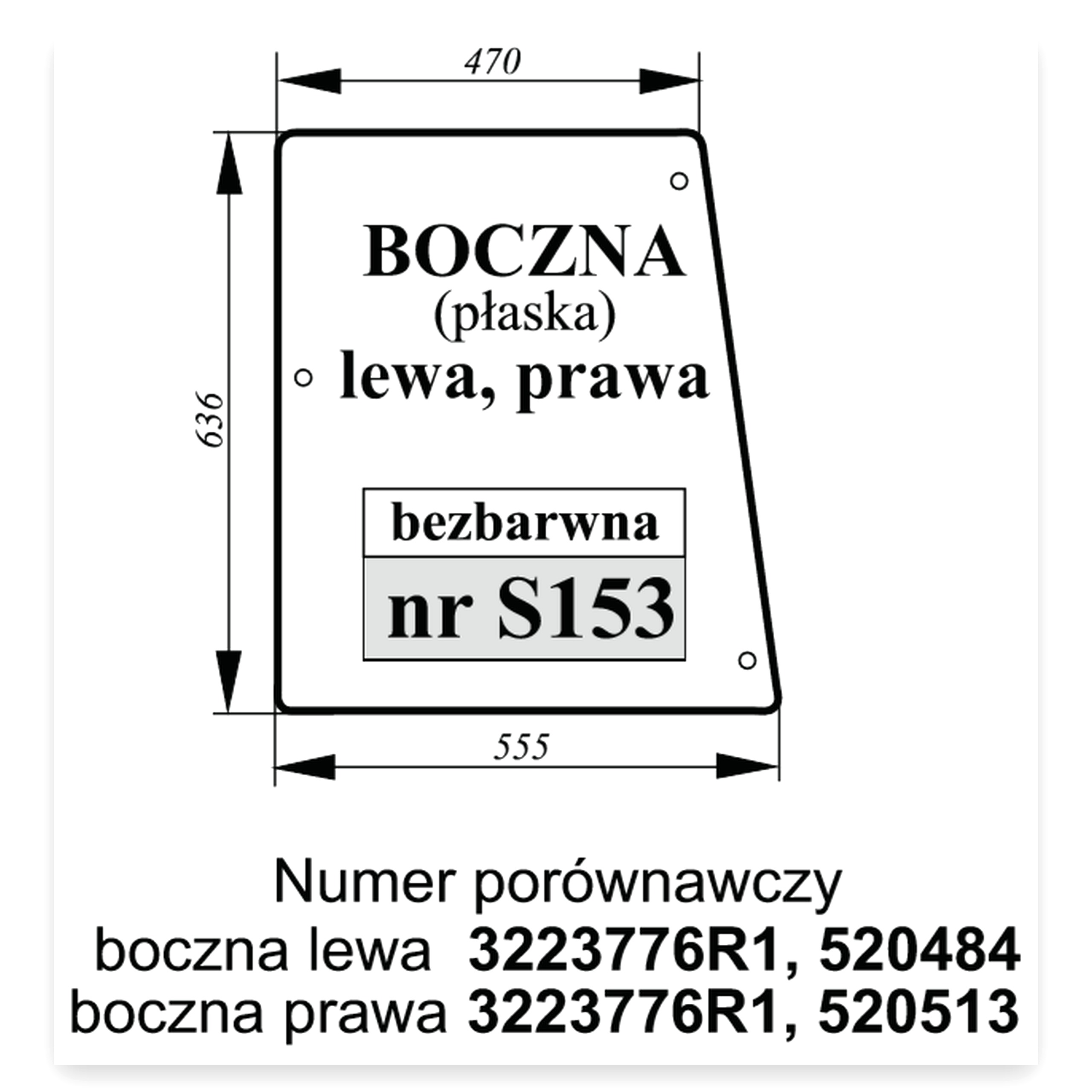 b302f330527be1a41d9670936353e4ae.jpg Szyba boczna Case bezbarwna płaska lewa/prawa