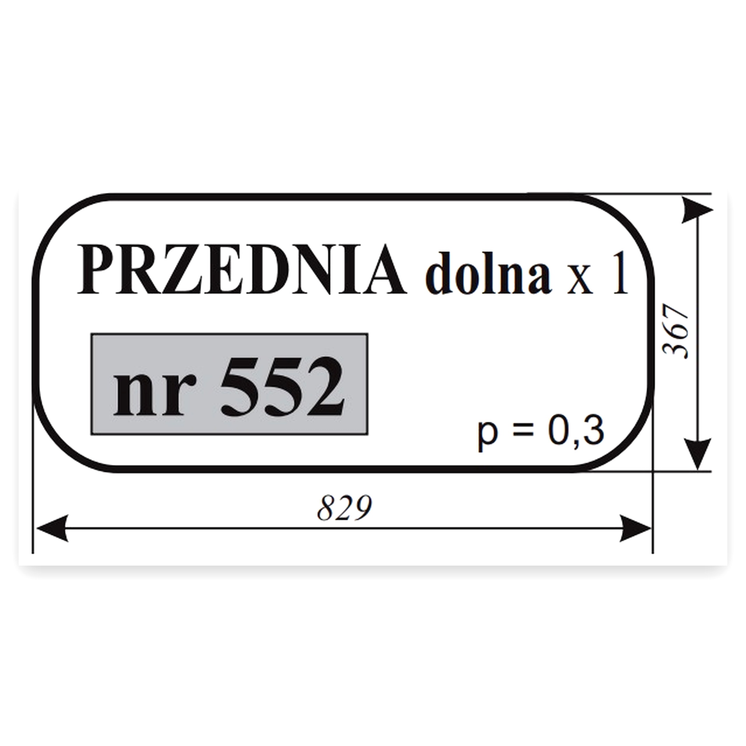 Szyba przednia dolna koparka Waryński