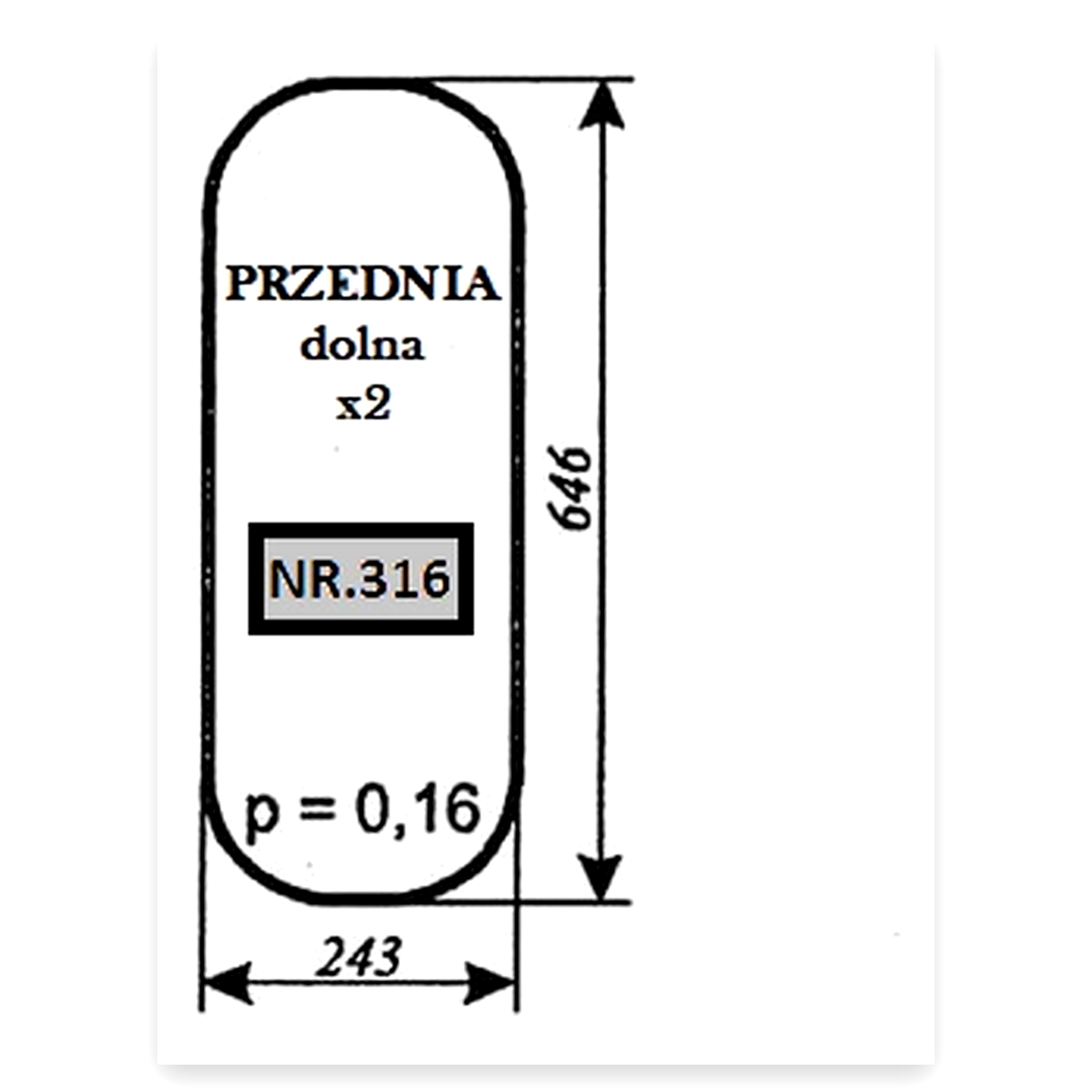 Szyba przednia dolna MF-235 do ciągnika Massey Ferguson