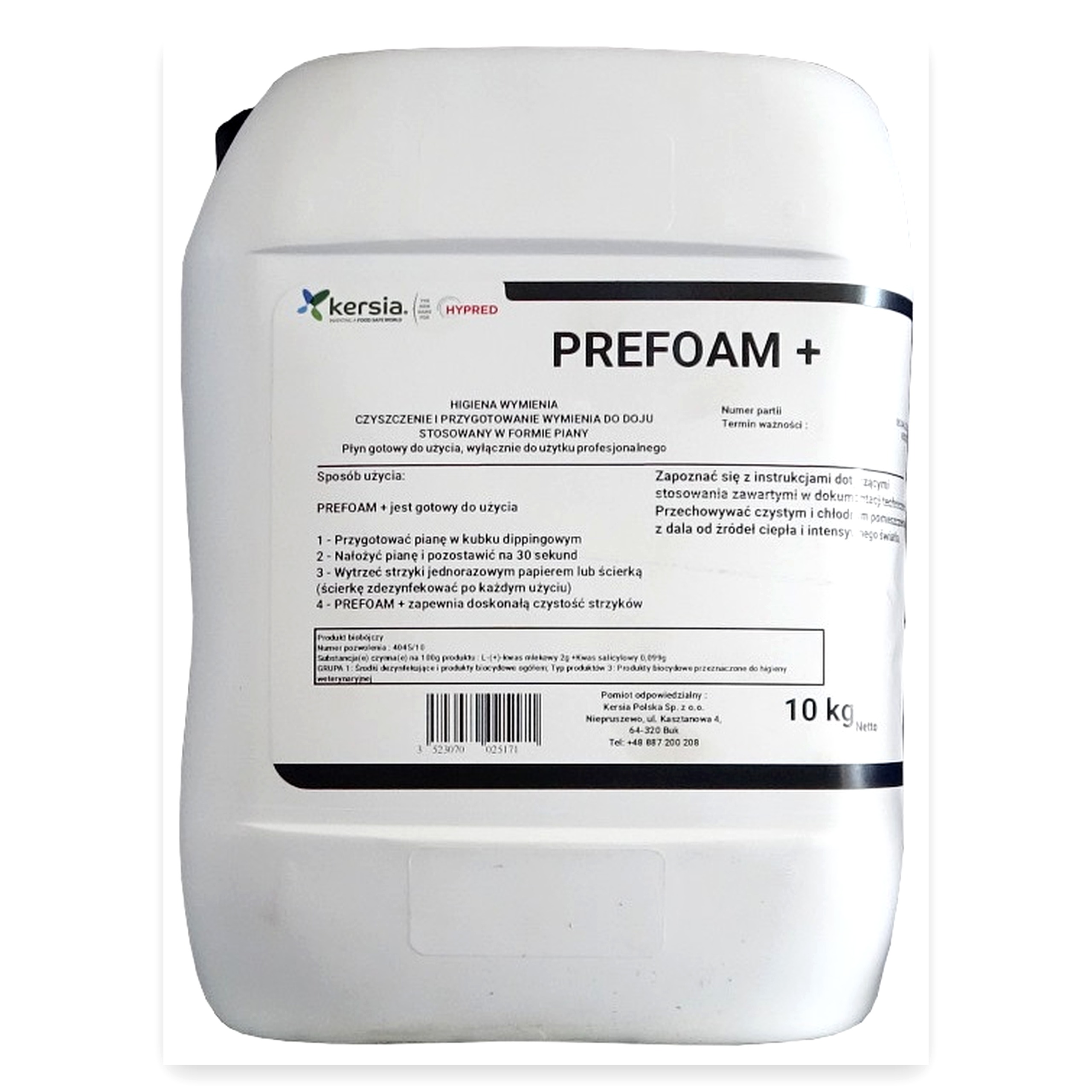 Preparat pianowy do wymion Prefoam+ 10kg