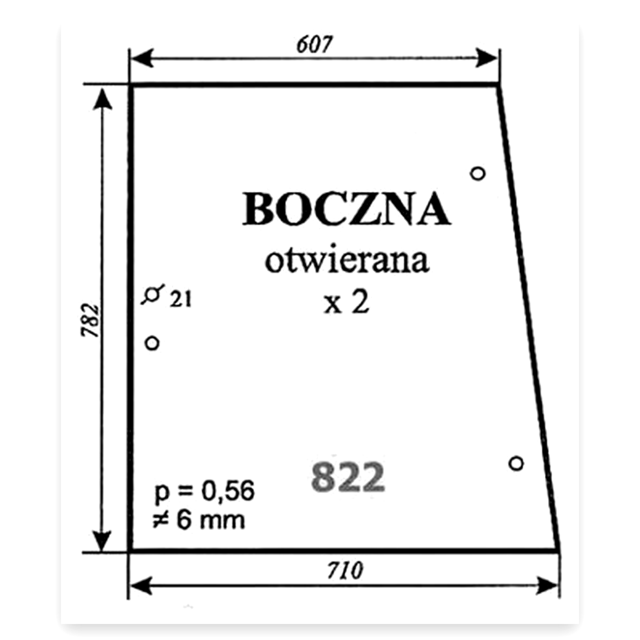 Szyba boczna otwierana Ursus 1634 kabina Kunów