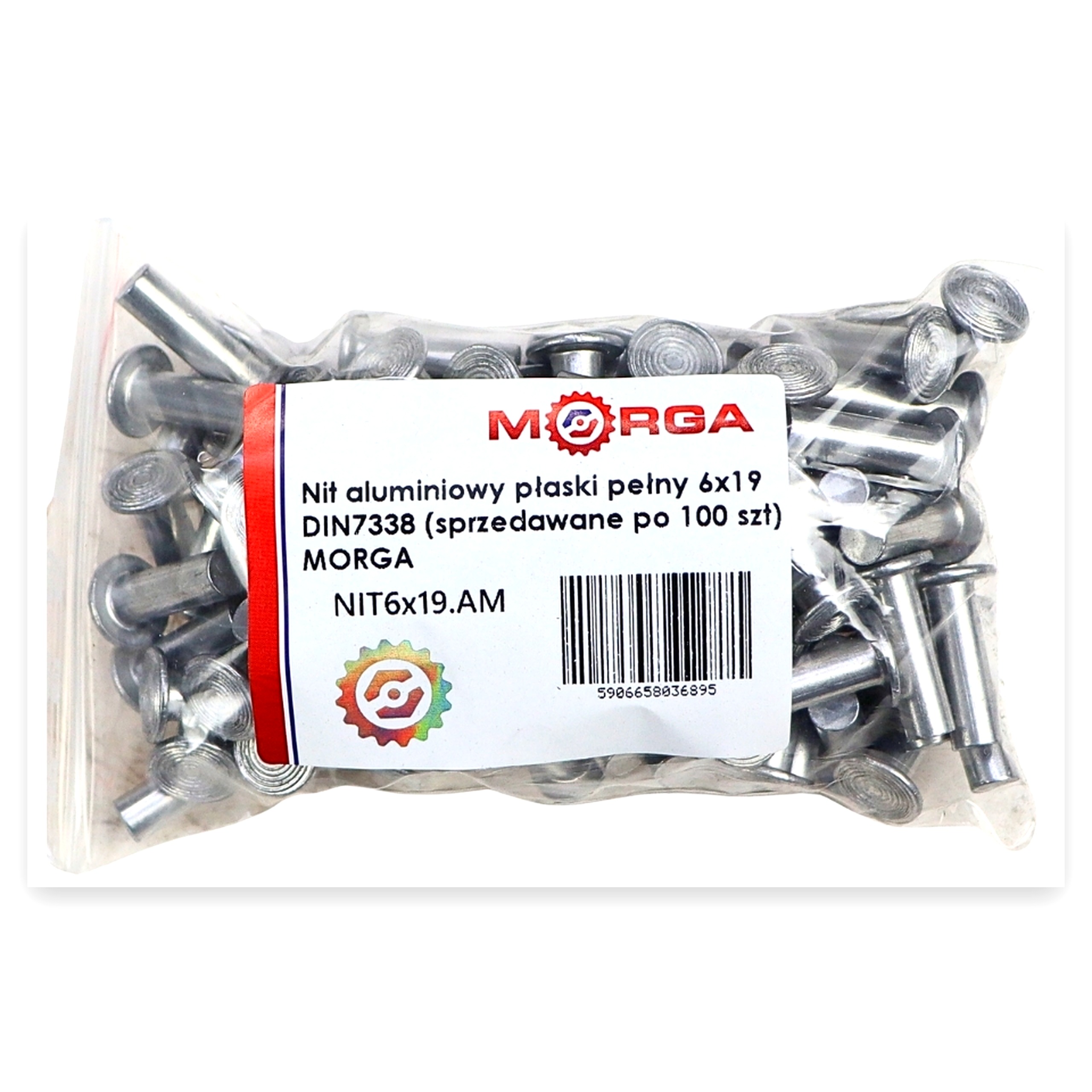 c6c99e4bbae3d0fc2bee8e84fedd3c81.jpg Nit aluminiowy płaski pełny 6x19 DIN7338 ( sprzedawane po 100 szt ) widoczna cena za 1 sztukę MORGA