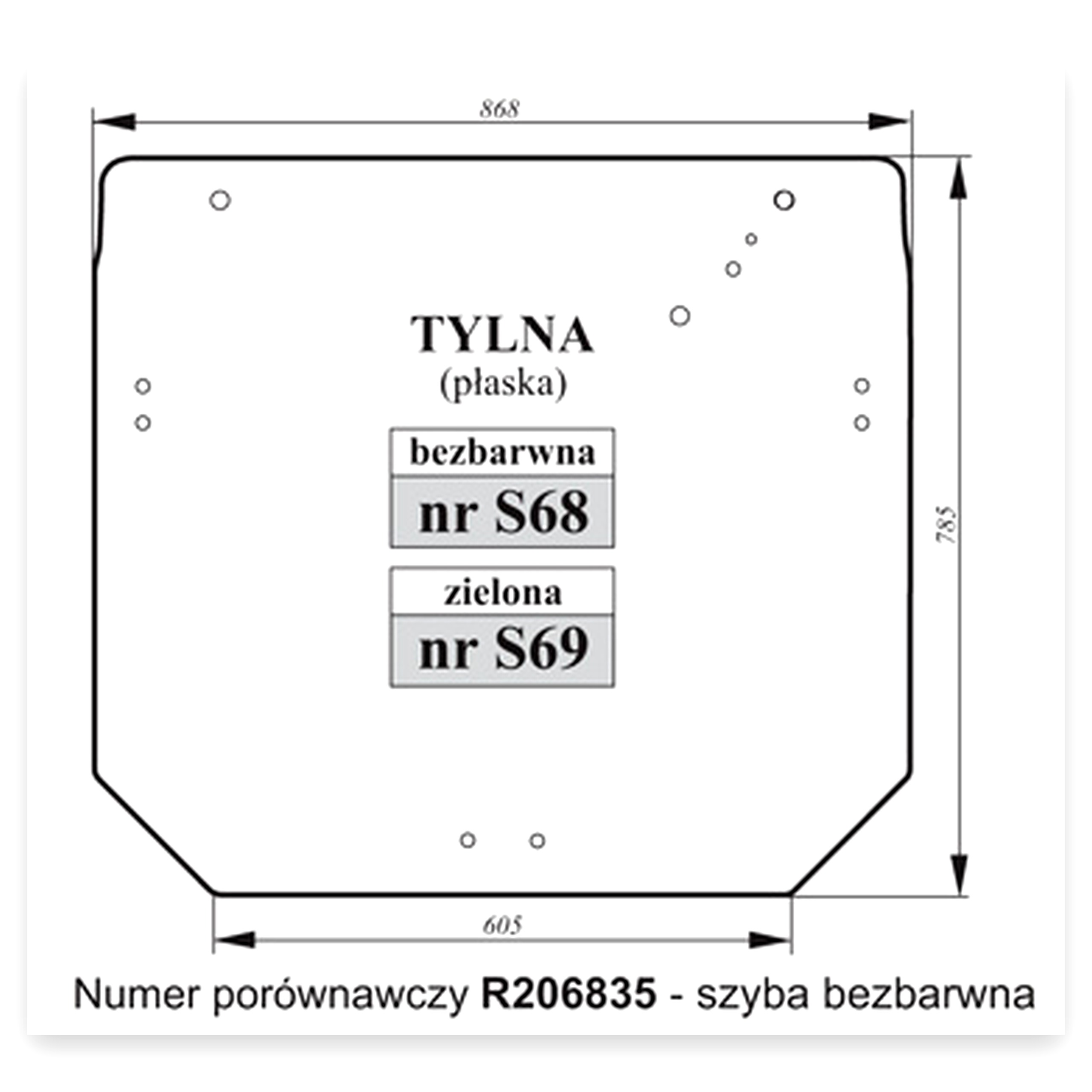 c831136050d2149fc4b657e8918f4337.jpg Szyba tylna John do ciągnika John Deere Bezbarwna
