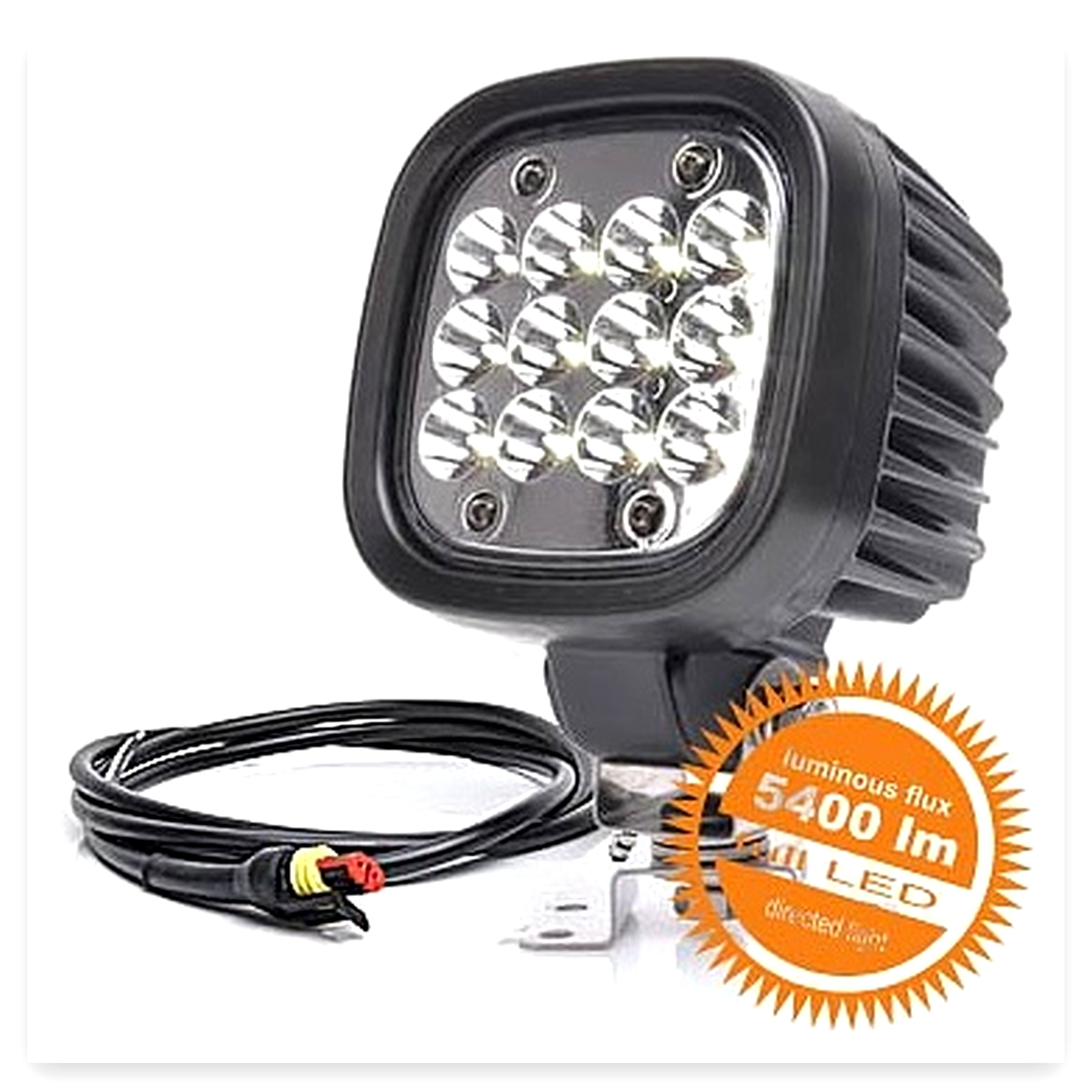 ce05fa74f3f5db46cbab7803fd39356a.jpg Lampa robocza światło skupione LED V 5400lm wodoodporna z złączem