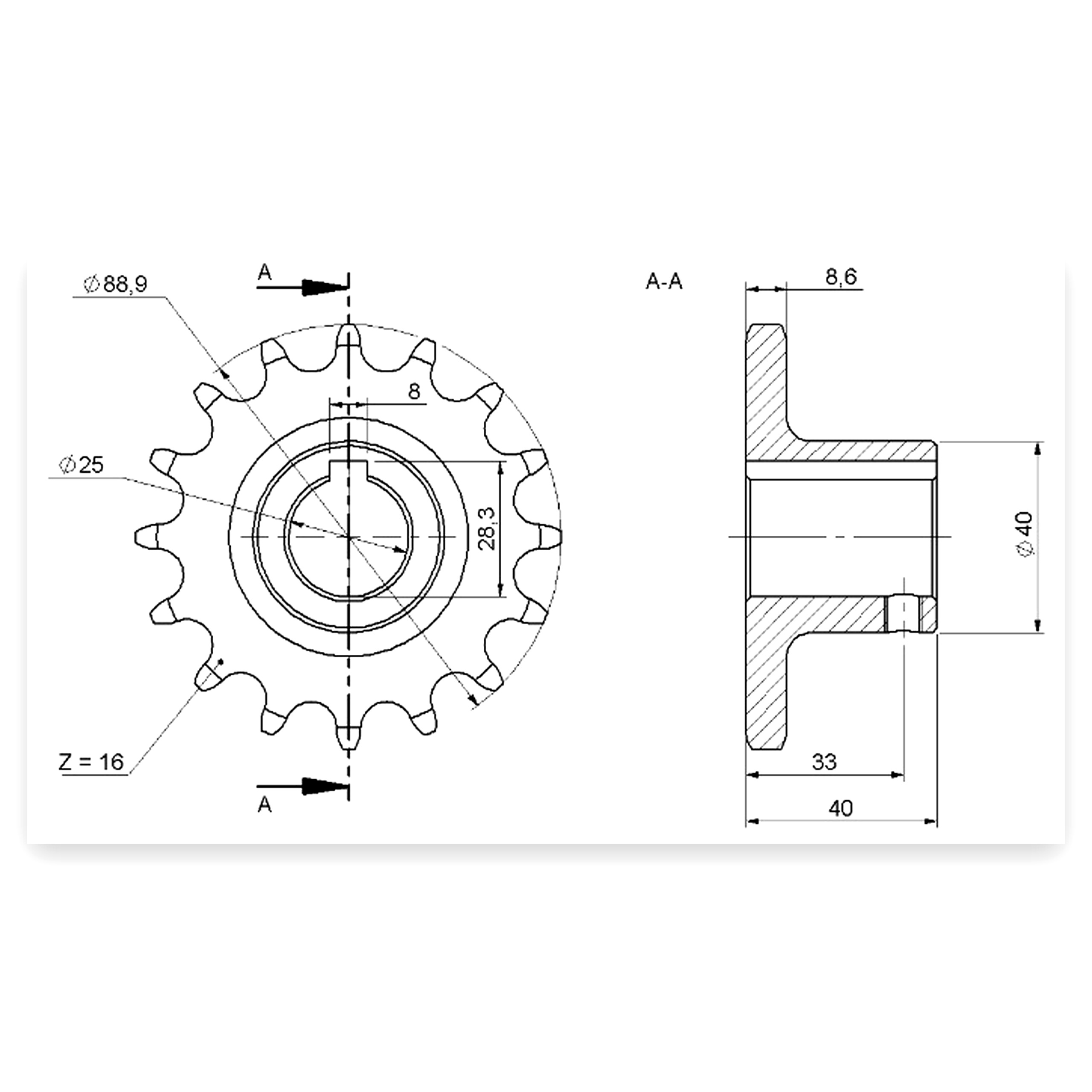 d3730f36de0579cd62706318dc51feb9.jpg Koło łańcuchowe Z-16 5/8" FI-25 napędu odsiewacza kombajn ziemniaczany
