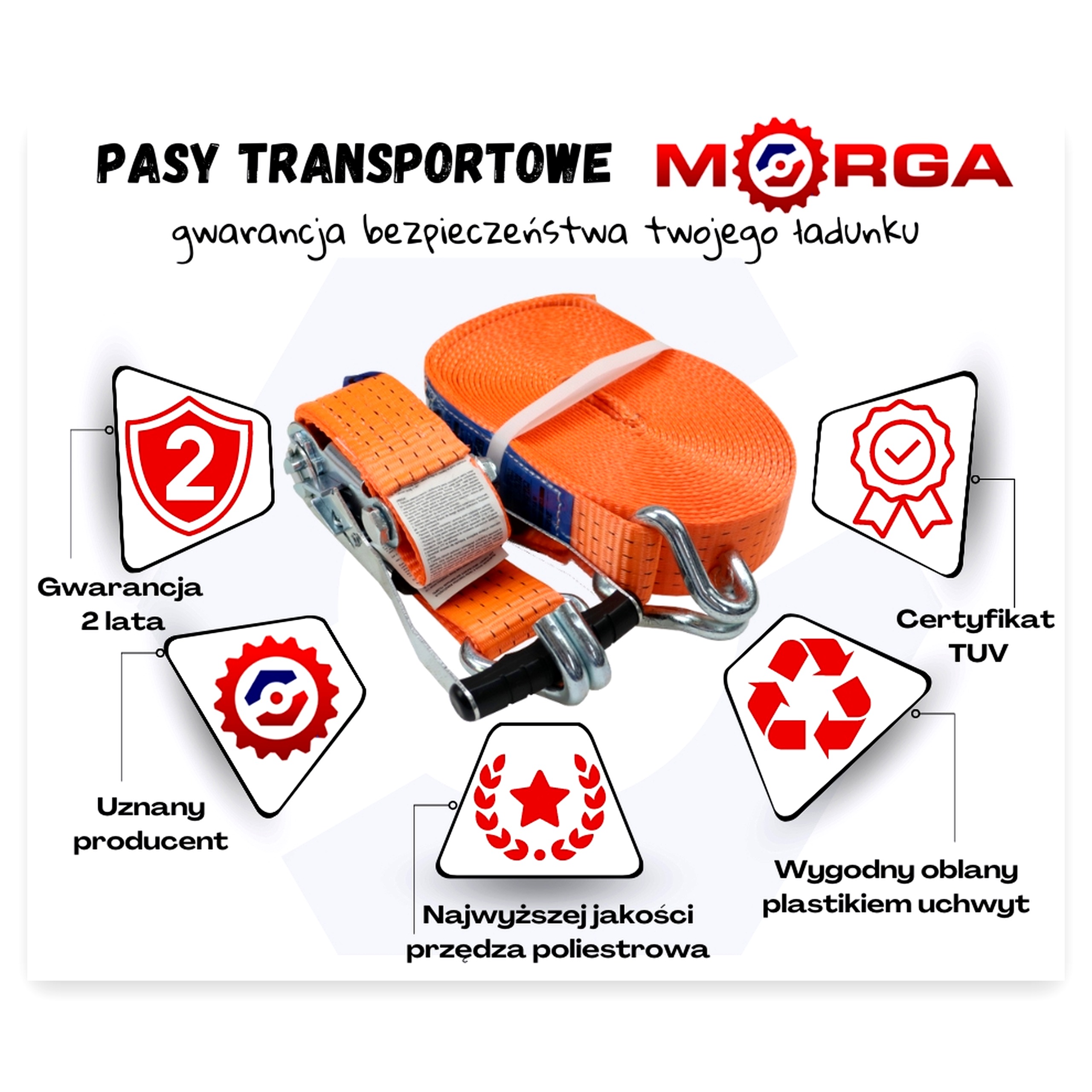 d7f19d249a3bed571c8993e94639e8d9.jpg Pas transportowy 5T 3 m 3-punktowy komplet z klamrą z gumową okładziną